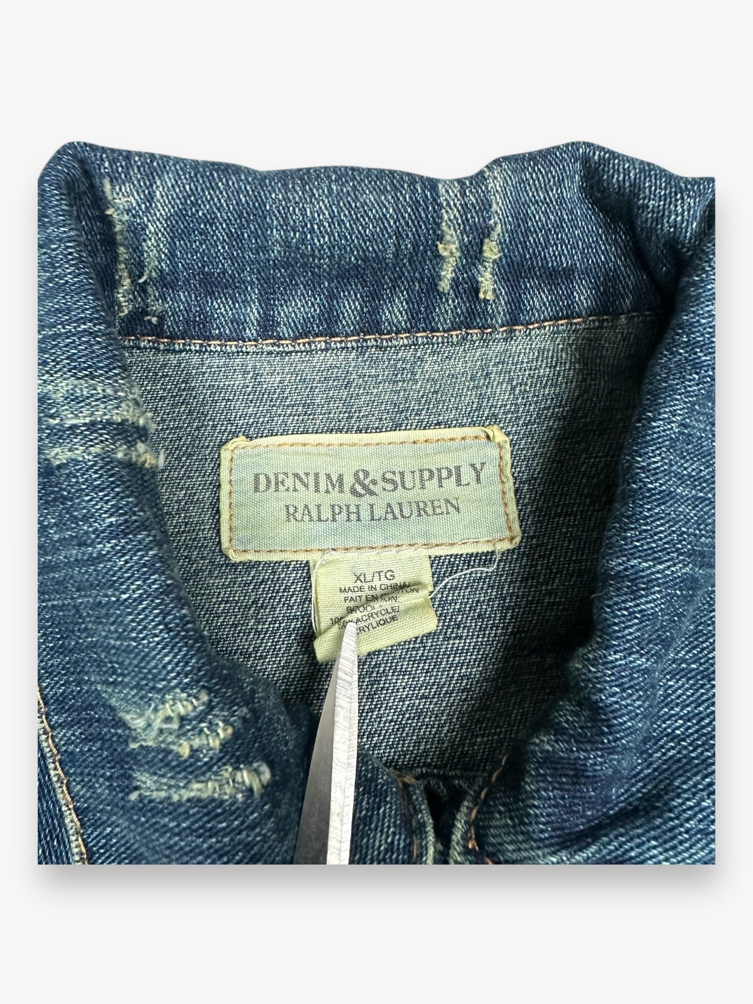 Ralph Lauren Denim &amp; Supply Destroy USA Flag Denim Jacket Blue