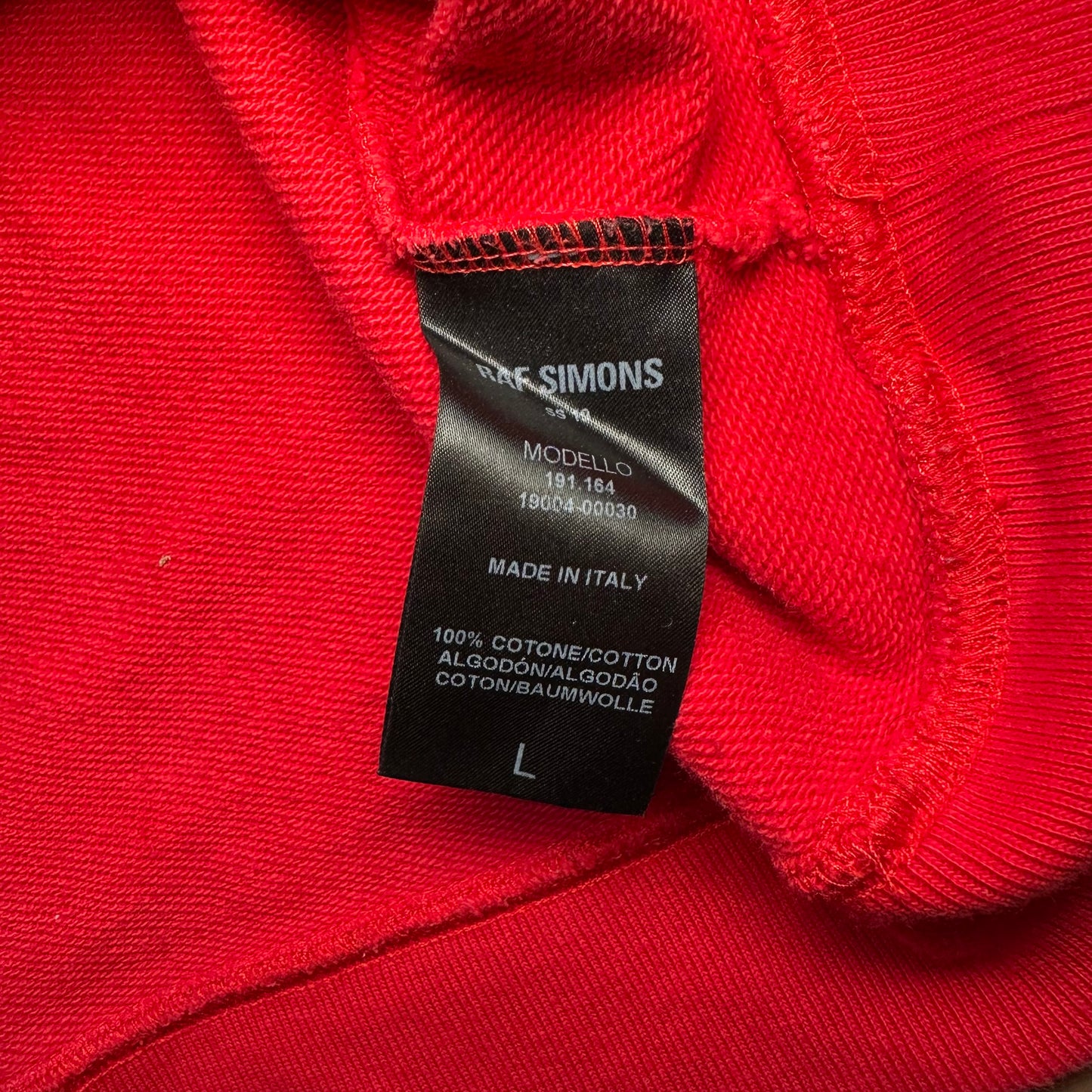 Sweatshirt Hoodie Raf Simons Red Print SS19 (L)