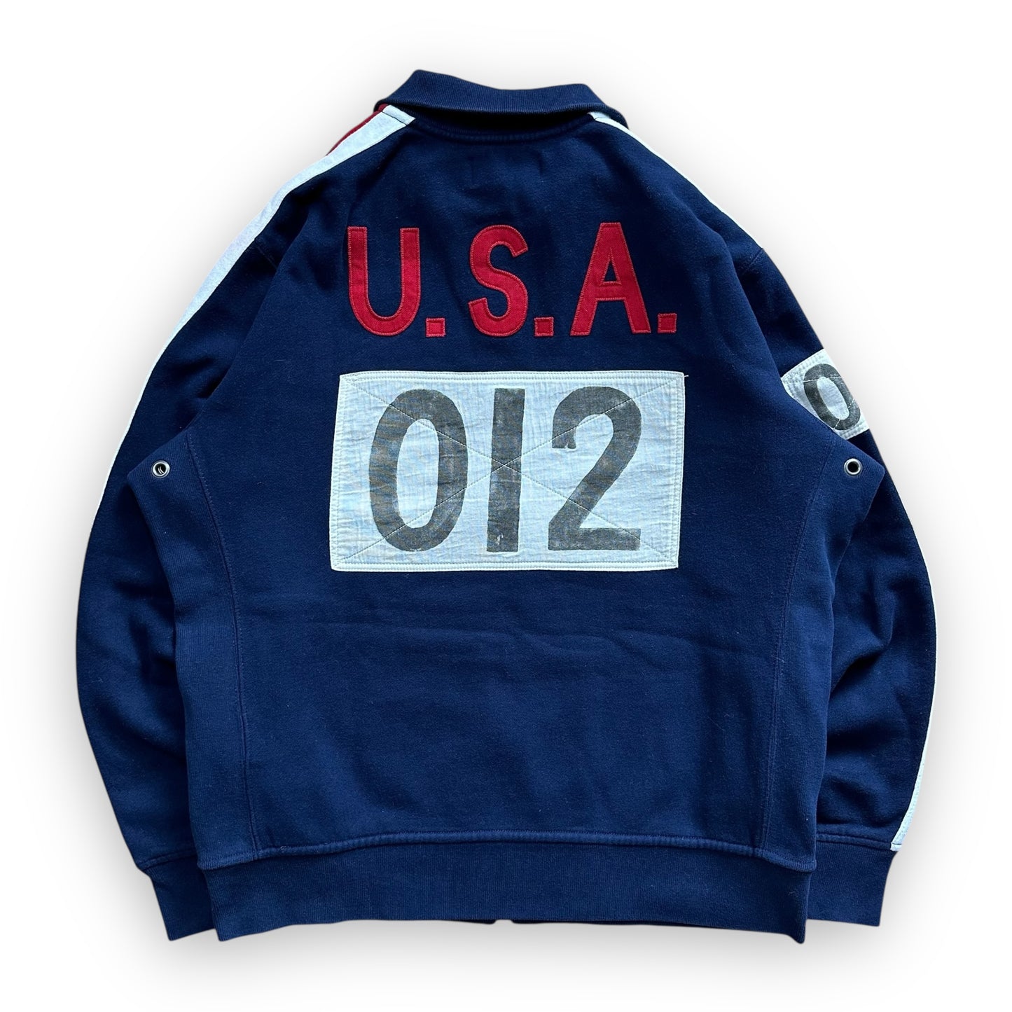 Sweatshirt Zip Ralph Lauren USA Navy Red vintage (M)