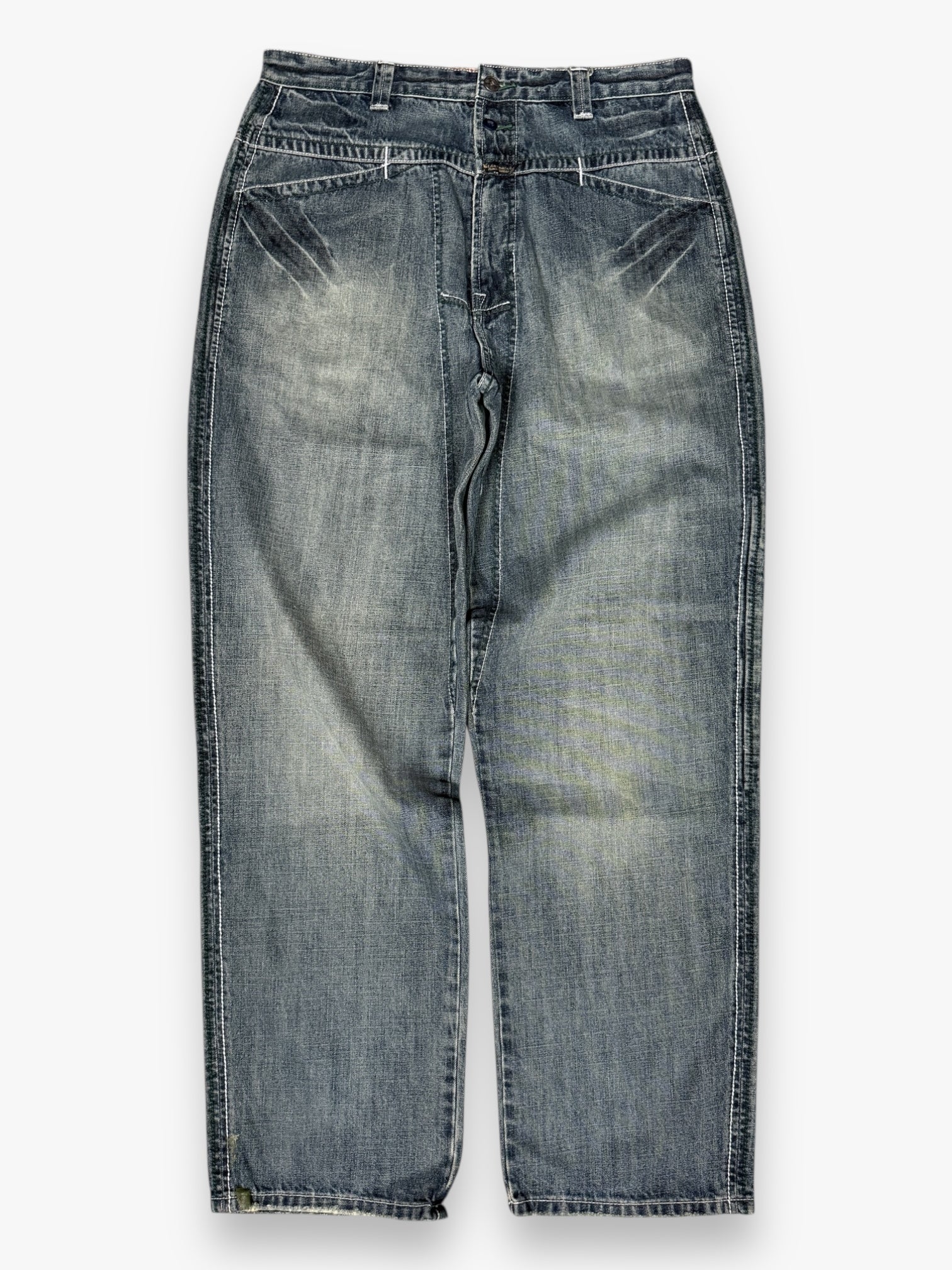 Marithe + Francois Girbaud Embroidered SAMPLE Jeans Faded Grey