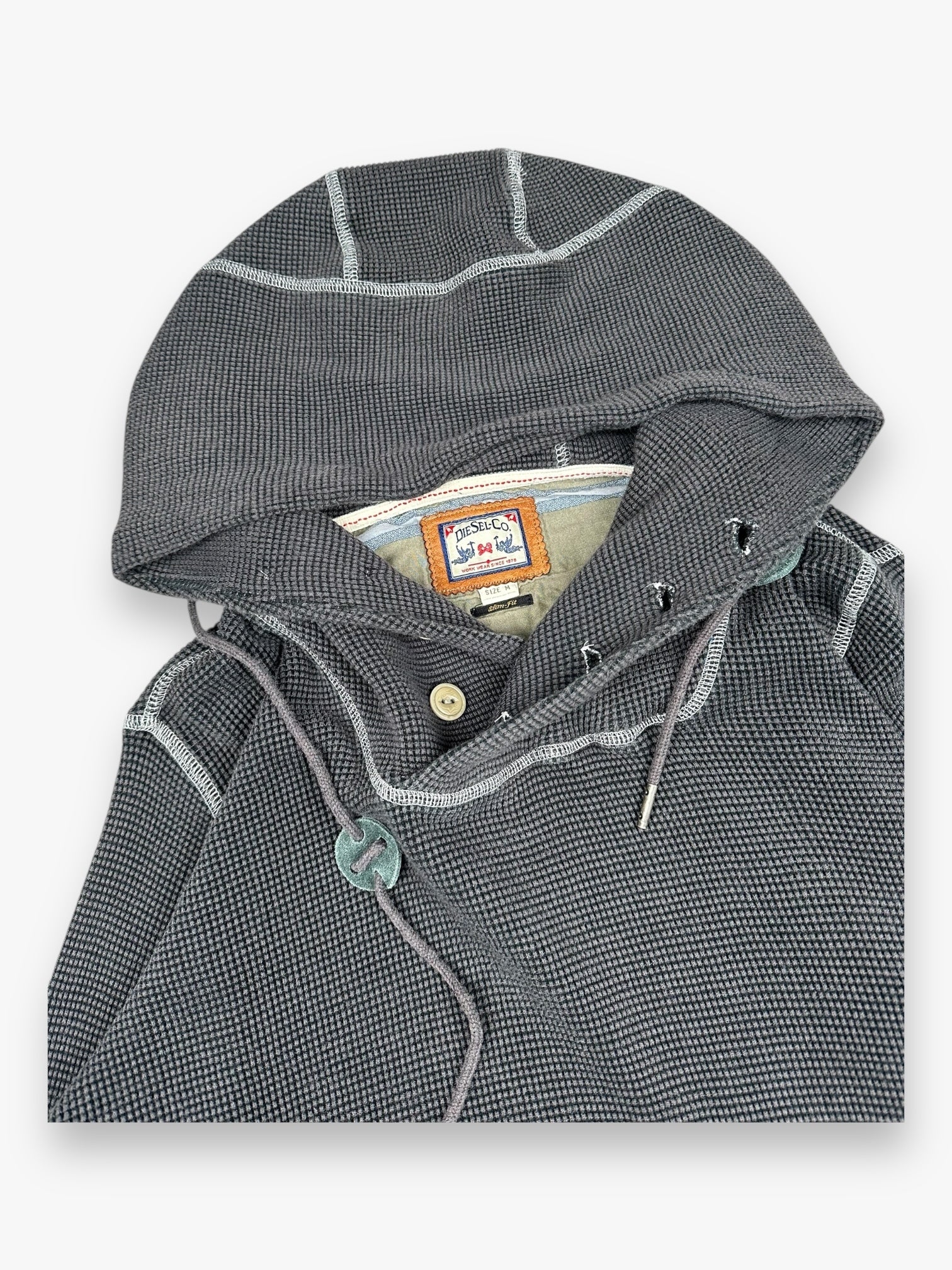 Diesel Waffle Hooded Sweatshirt Grey vintage