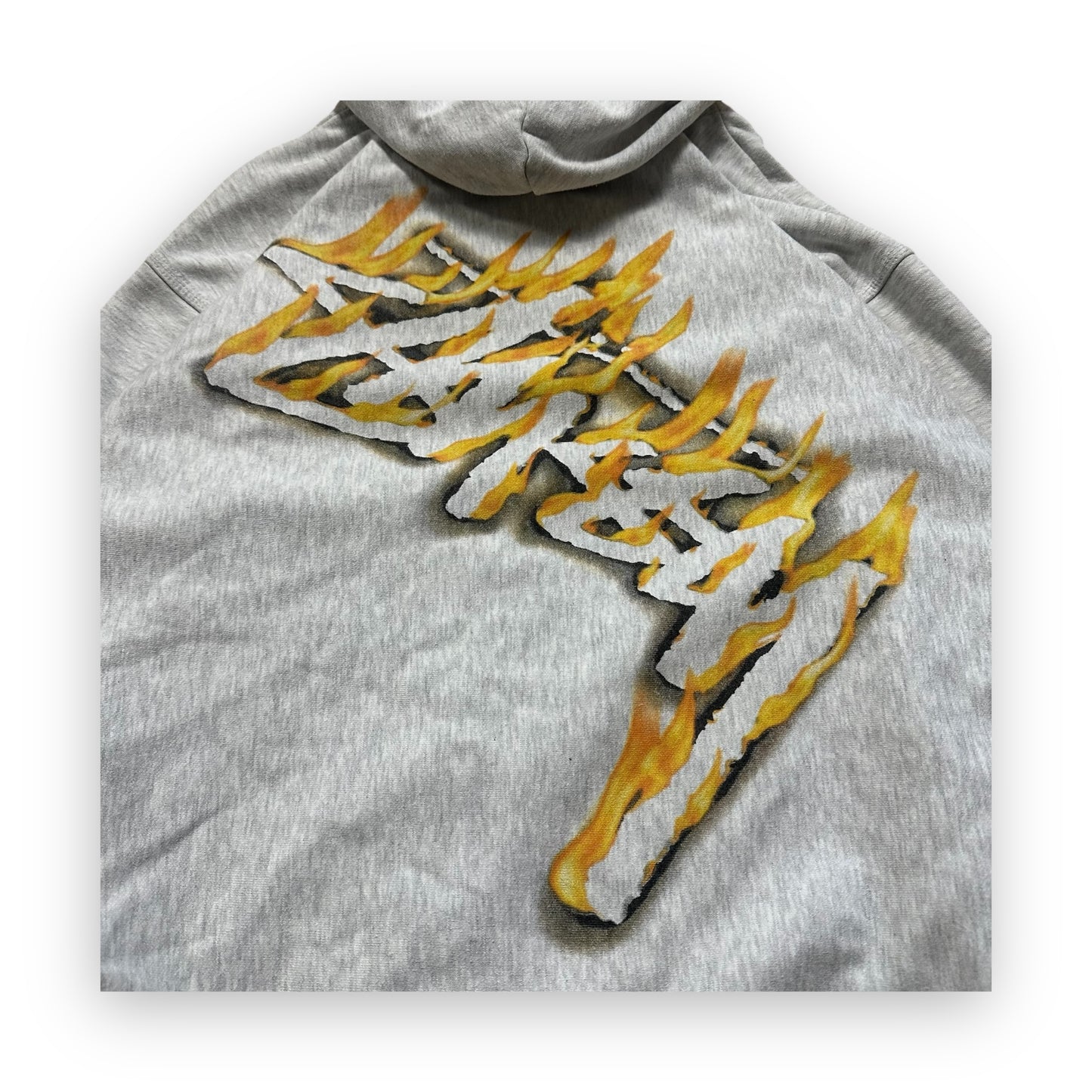 Sweatshirt Hoodie Zip Stussy Burning Grey (L)