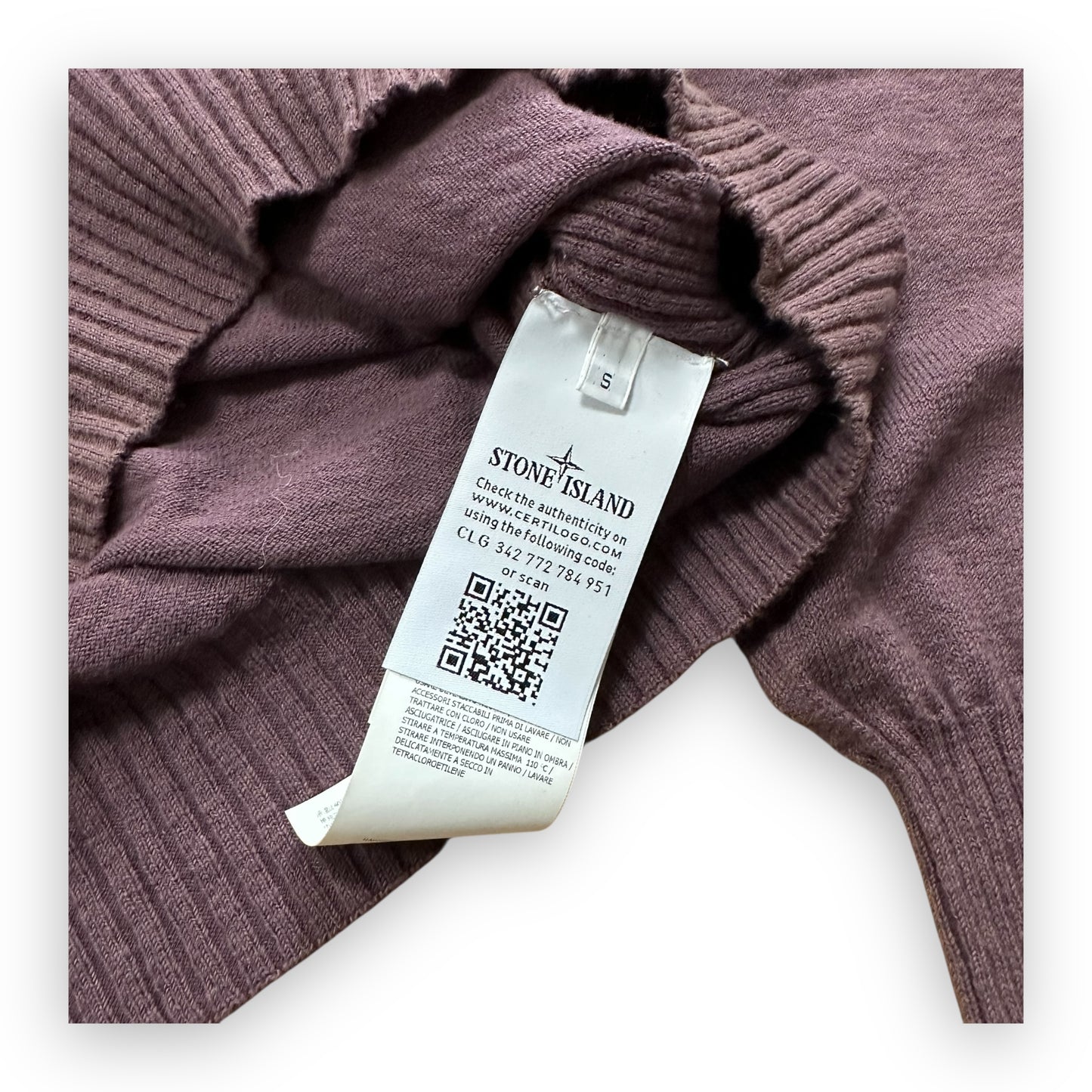 Sweater Stone Island Knit Wool Burgundy Purple (S)
