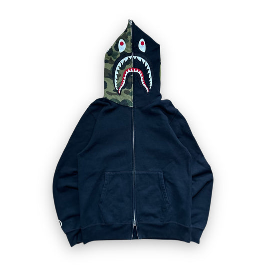 Sweatshirt Hoodie Zip BAPE Shark Camo Black (M)