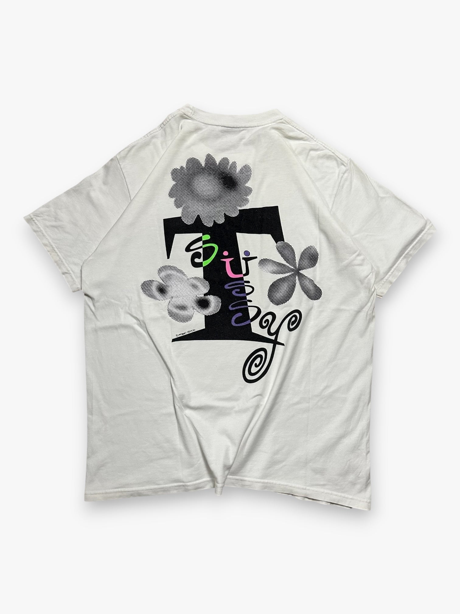 Tee Stussy Acid Flowers White