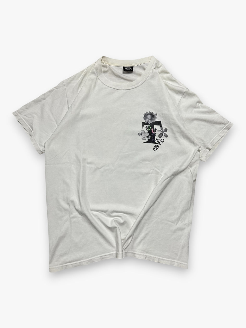 Tee Stussy Acid Flowers White