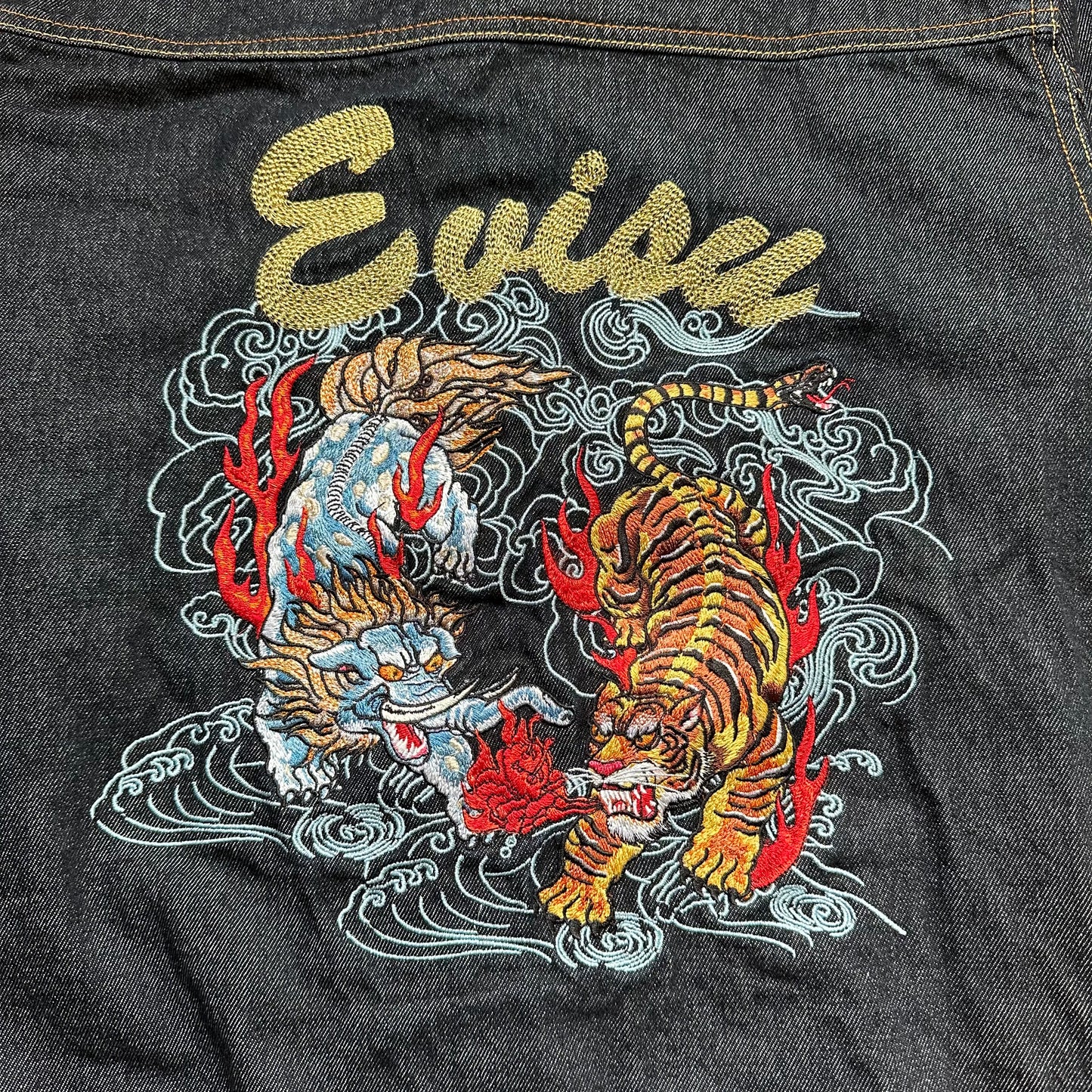 Jacket Evisu Denim Red Gold Embroidery (S)