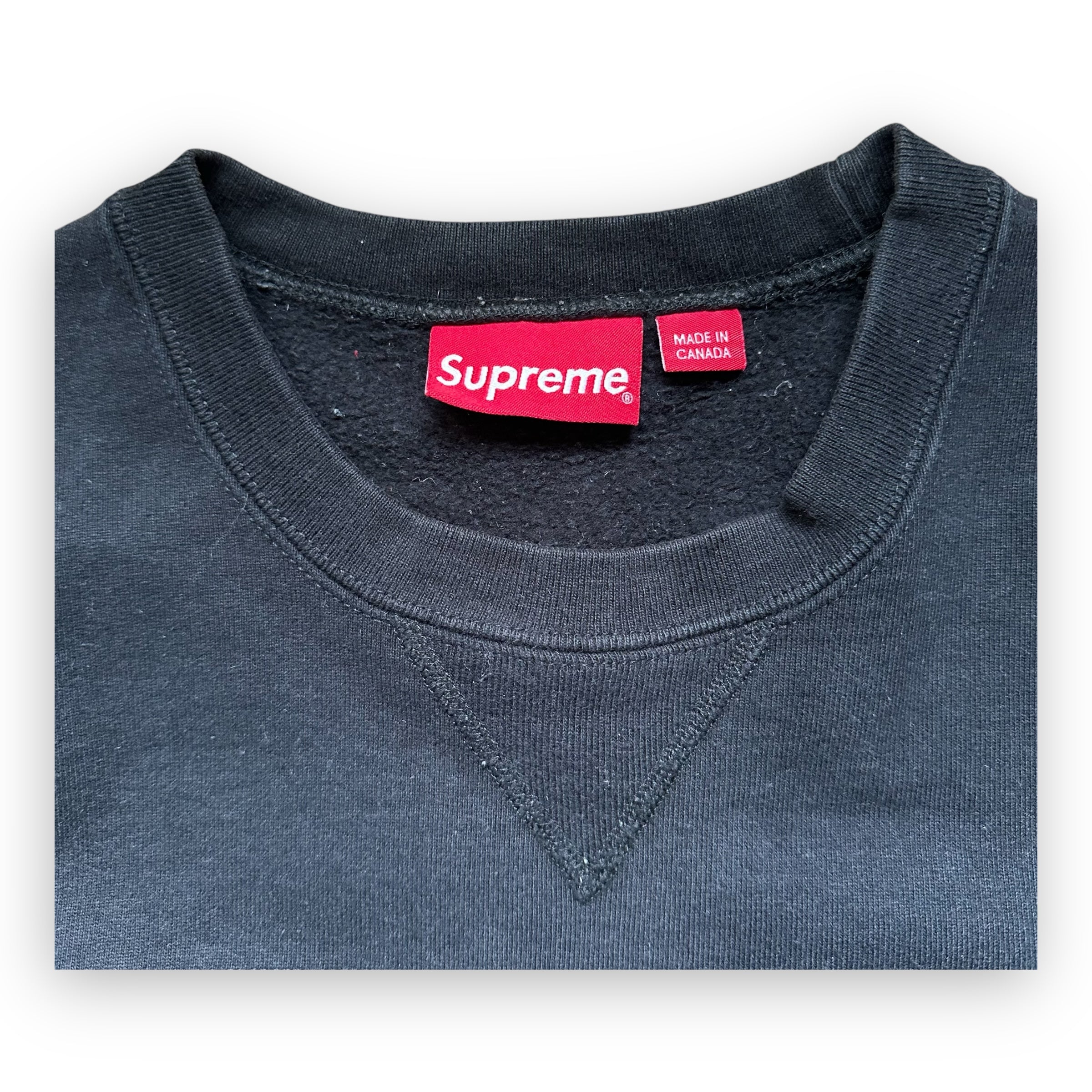 Supreme Zig Zag Stitch Panel Crewneck Sweatshirt Black FW17