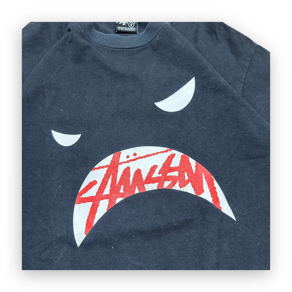 Tee Stussy Angry Face Black Orange vintage