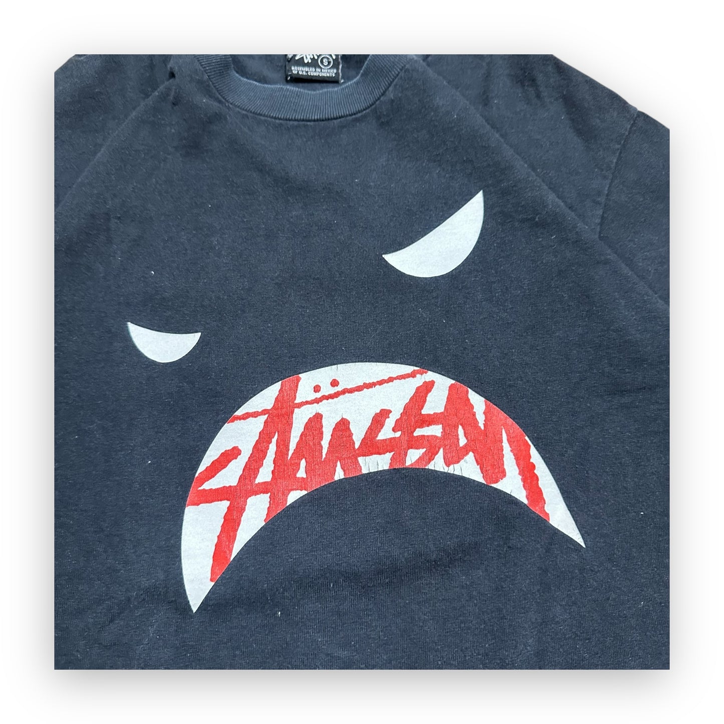 Tee Stussy Angry Face Black Orange vintage (S)