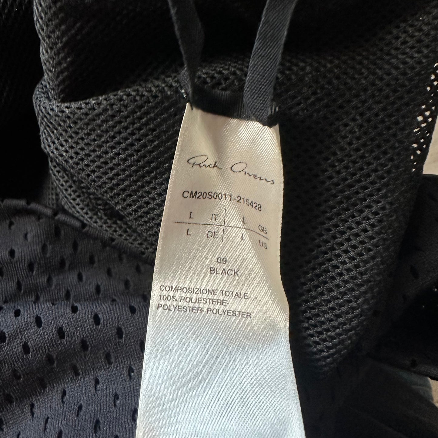 Jacket Rick Owens x Champion Mesh Hooded Windbreaker Black (L)