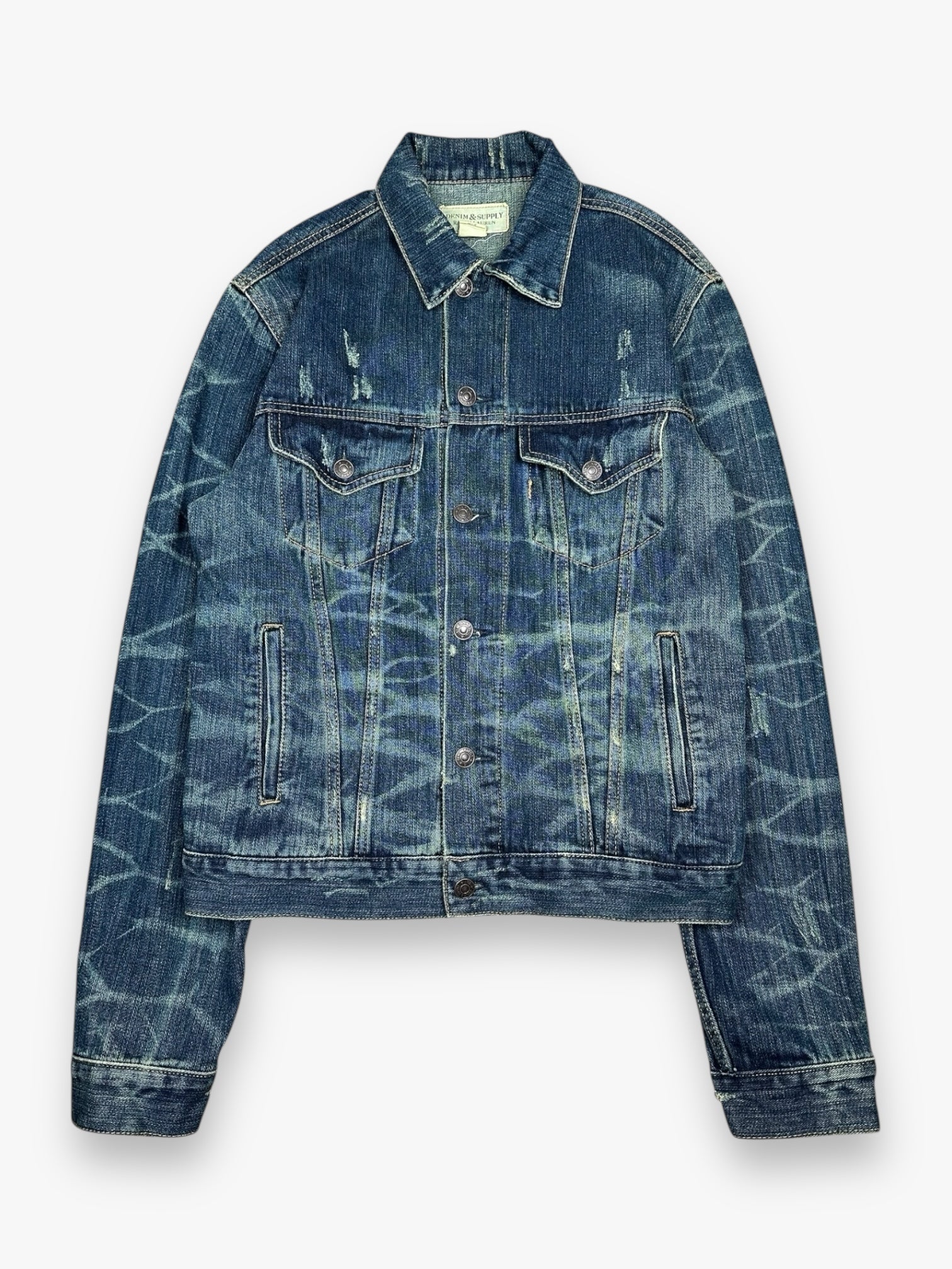 Ralph Lauren Denim & Supply Destroy USA Flag Denim Jacket Blue