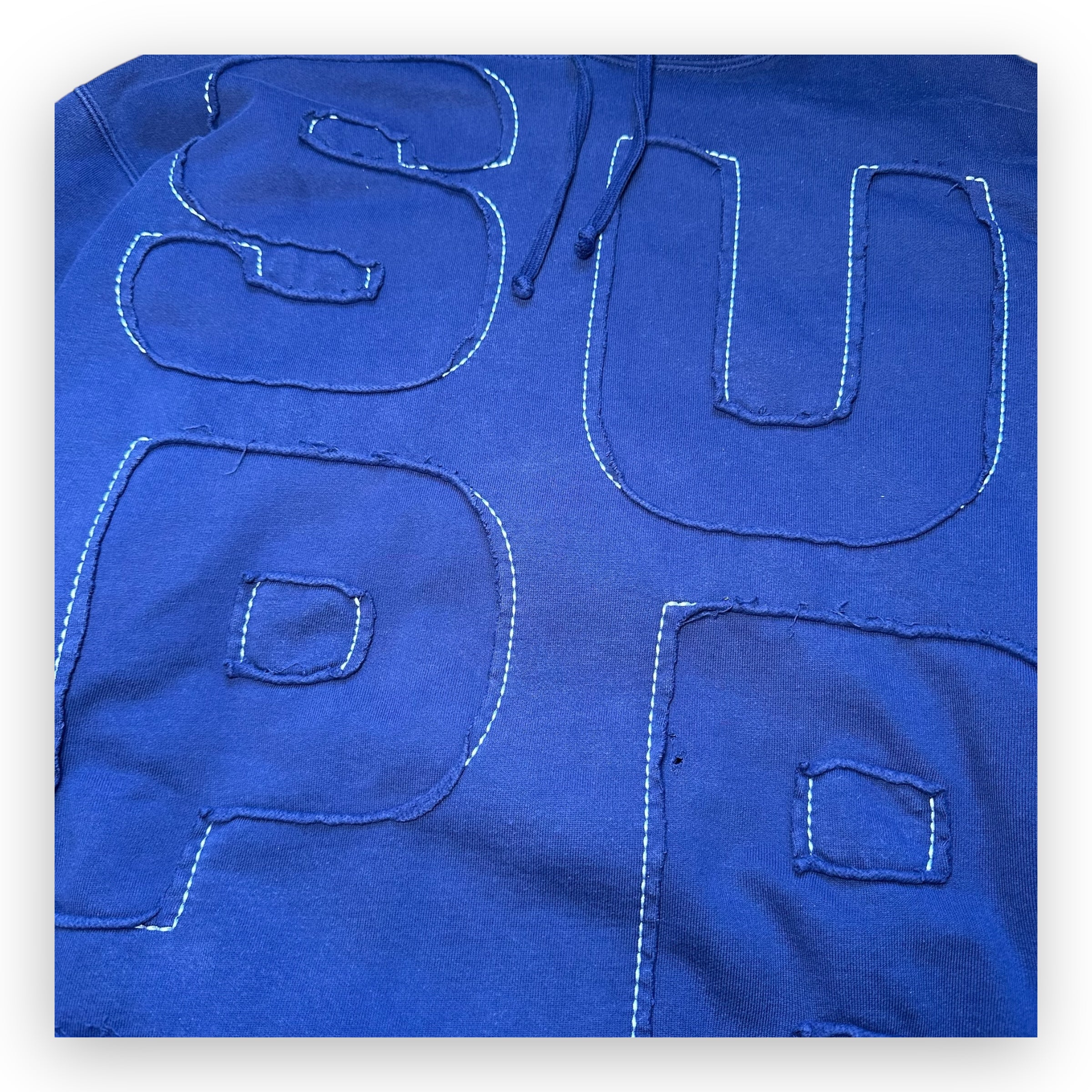Sweatshirt Hoodie Supreme Cutout Letters Washed Navy SS20