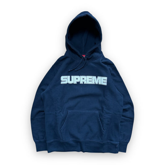 Sweatshirt Hoodie Supreme Perforated Leather Navy FW18 (L)