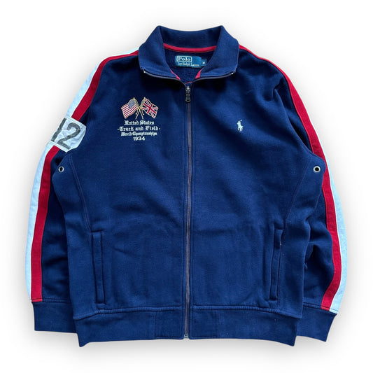 Sweatshirt Zip Ralph Lauren USA Navy Red vintage (M)