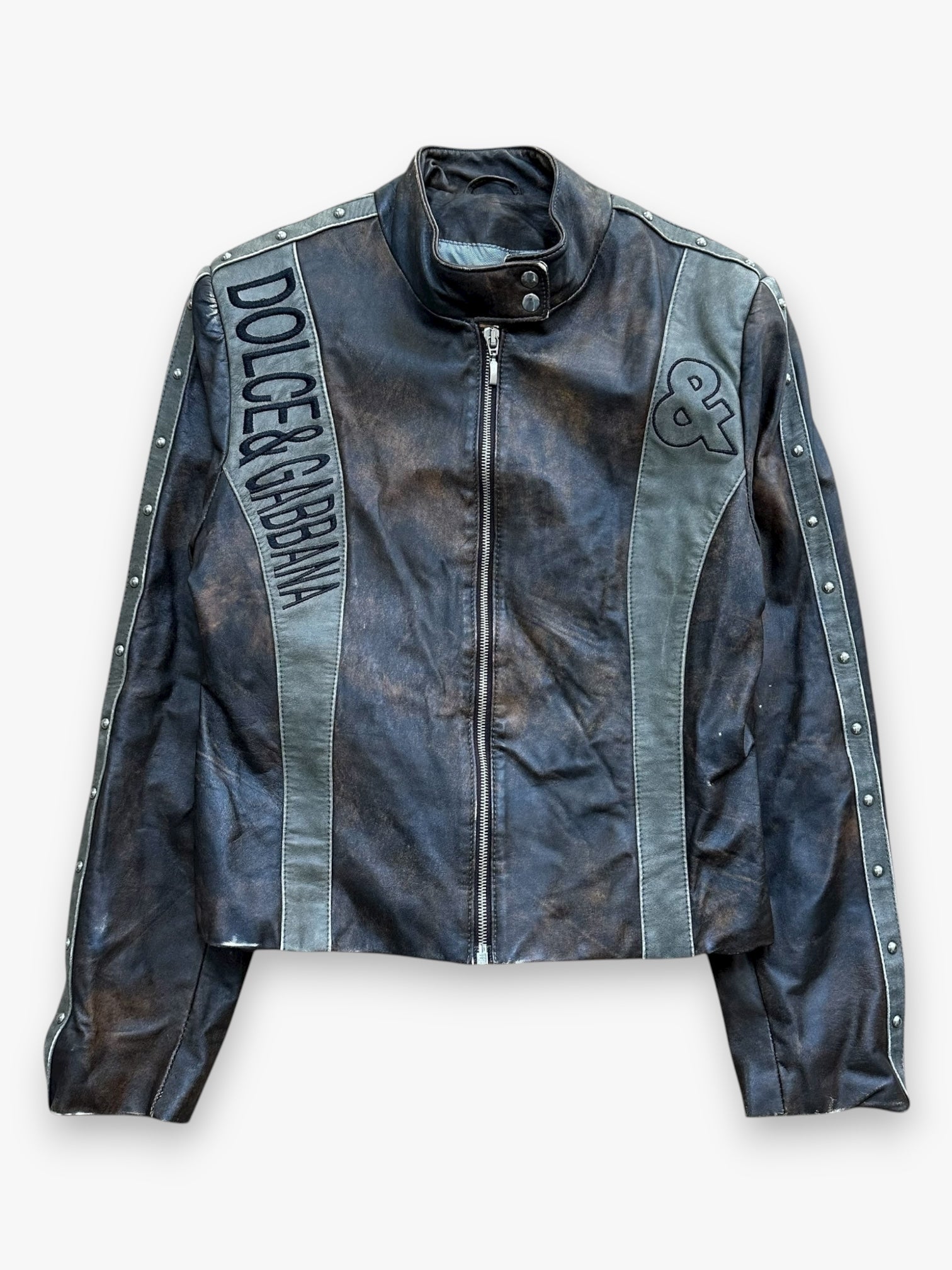 Jacket Dolce & Gabbana Leather Original Lamb Brown Metallic vintage