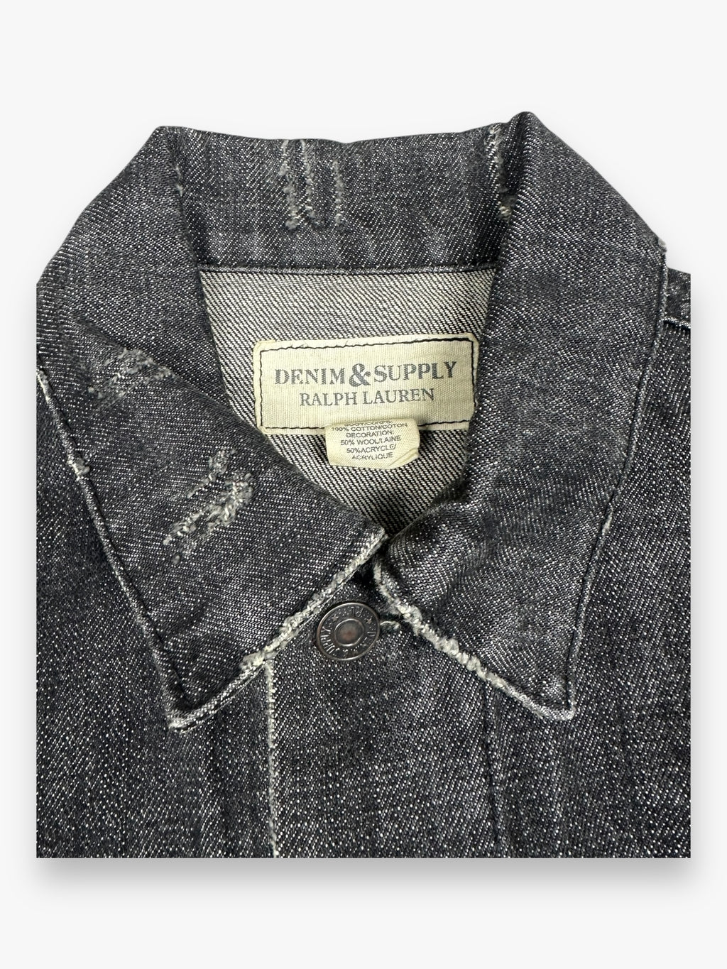 Ralph Lauren Denim & Supply Destroy USA Flag Denim Jacket Dark Grey