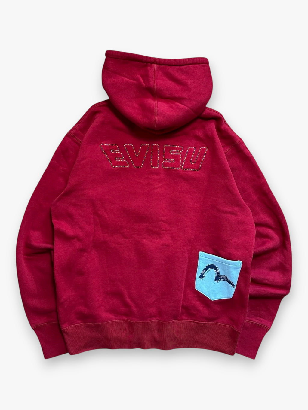 Sweatshirt Hoodie Zip Evisu Multi Pocket Red