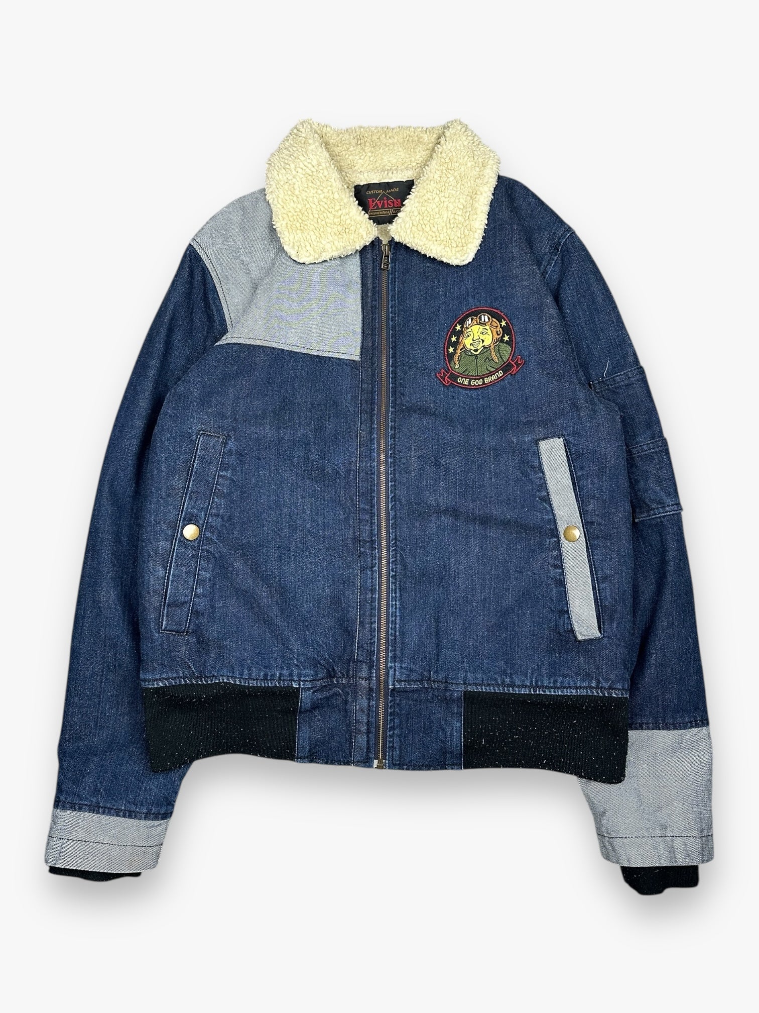 Evisu Bomber Aviator Denim Jacket