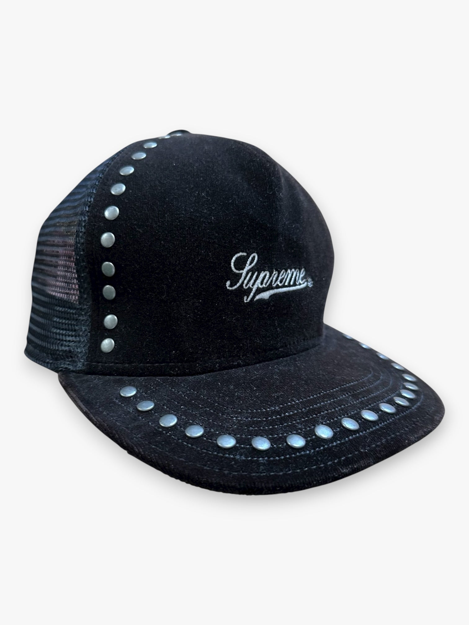 Cap Supreme Studded Velvet Mesh Back 5-Panel Black FW21
