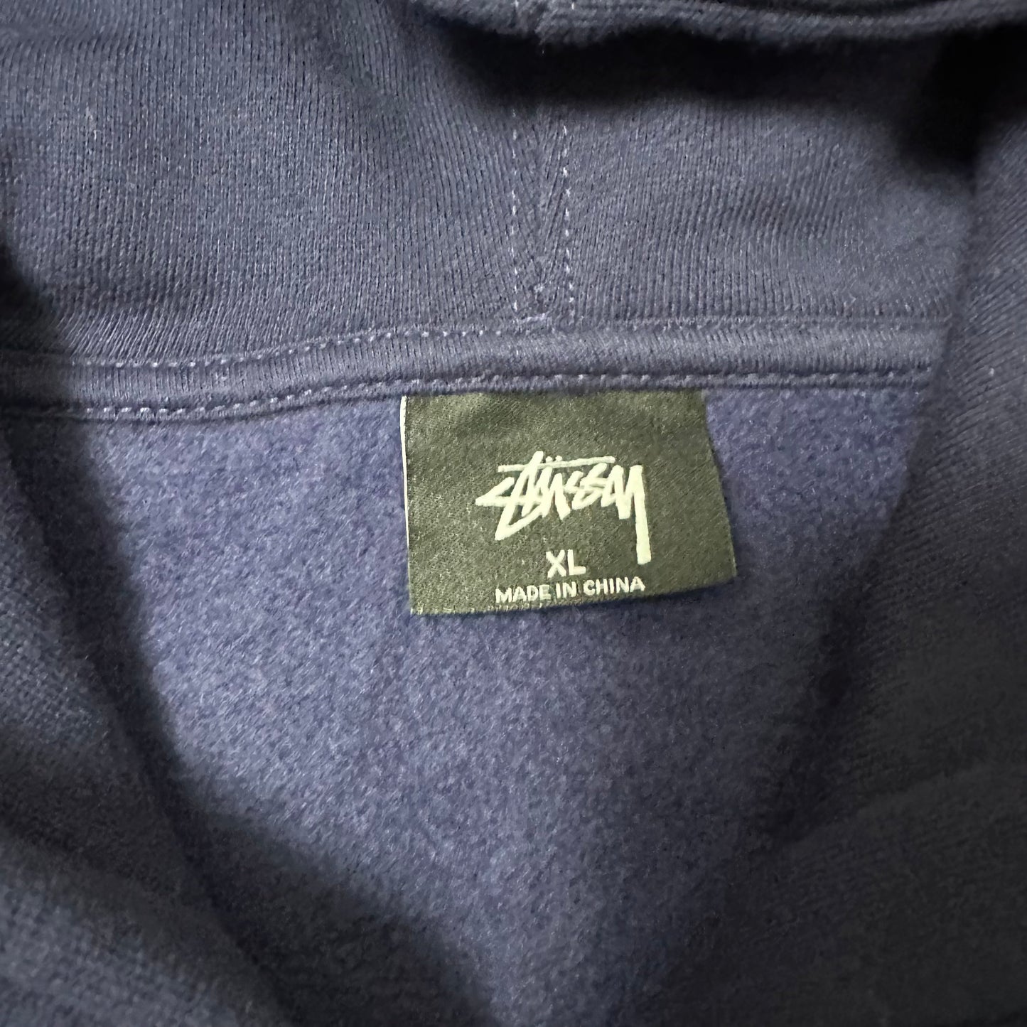 Sweatshirt Hoodie Zip Stussy Spell out Navy (XL)