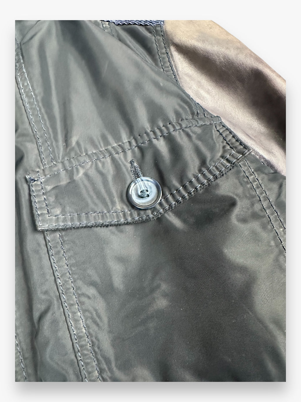 Jacket Leather Hybrid Nylon Dolce & Gabbana Black Navy