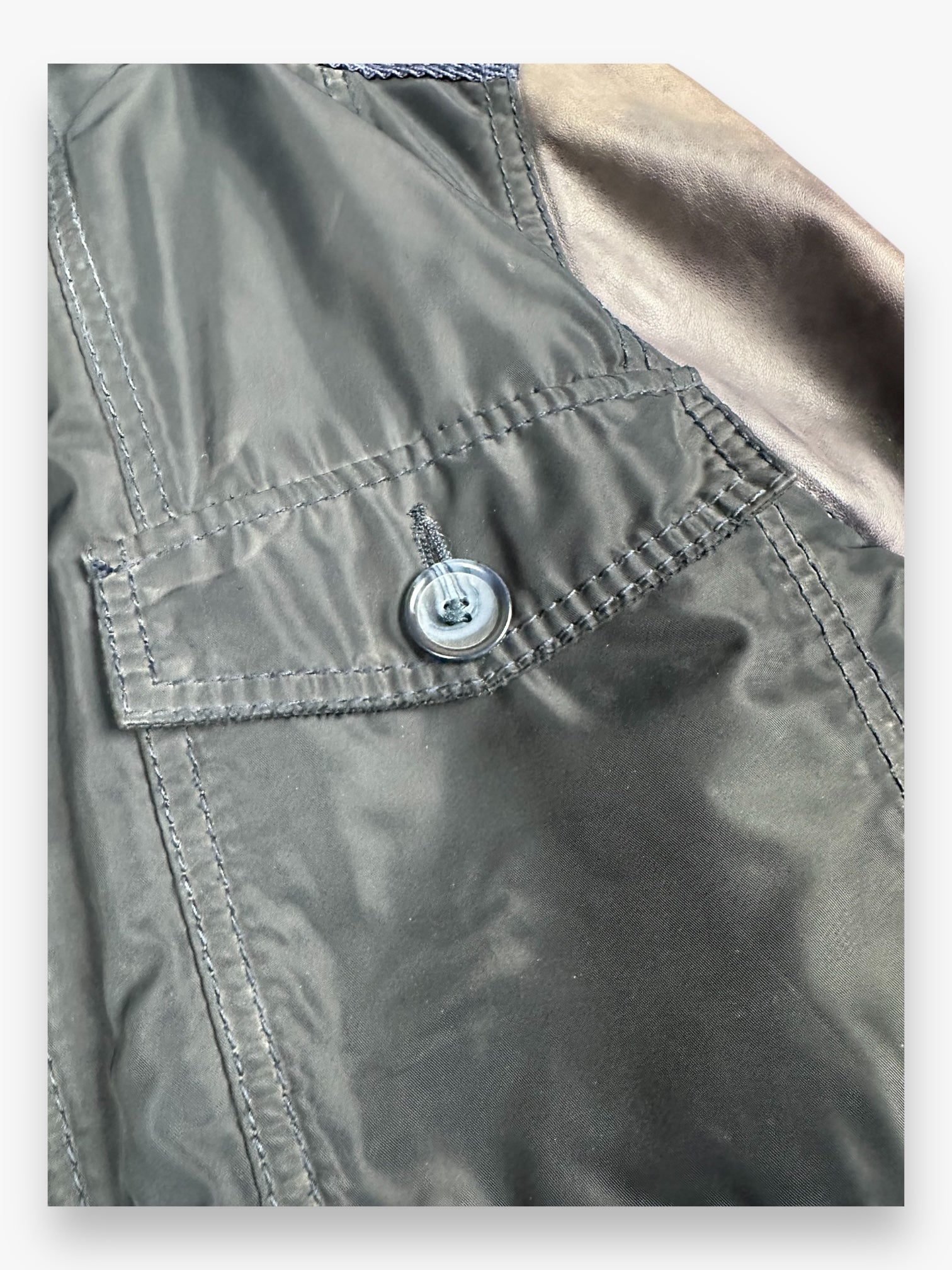 Jacket Leather Hybrid Nylon Dolce & Gabbana Black Navy