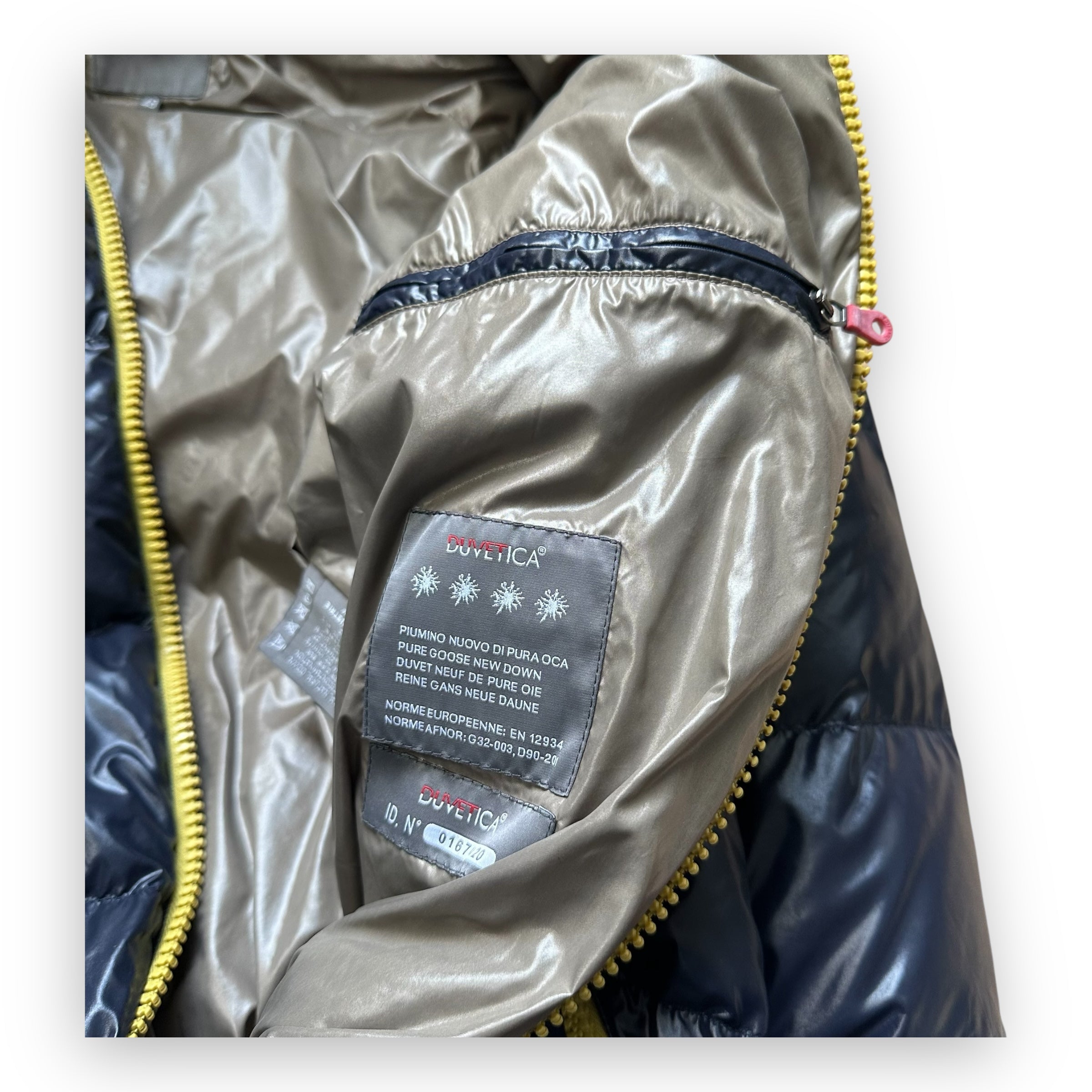 Puffer Jacket Duvetica Full Zip Navy Yellow