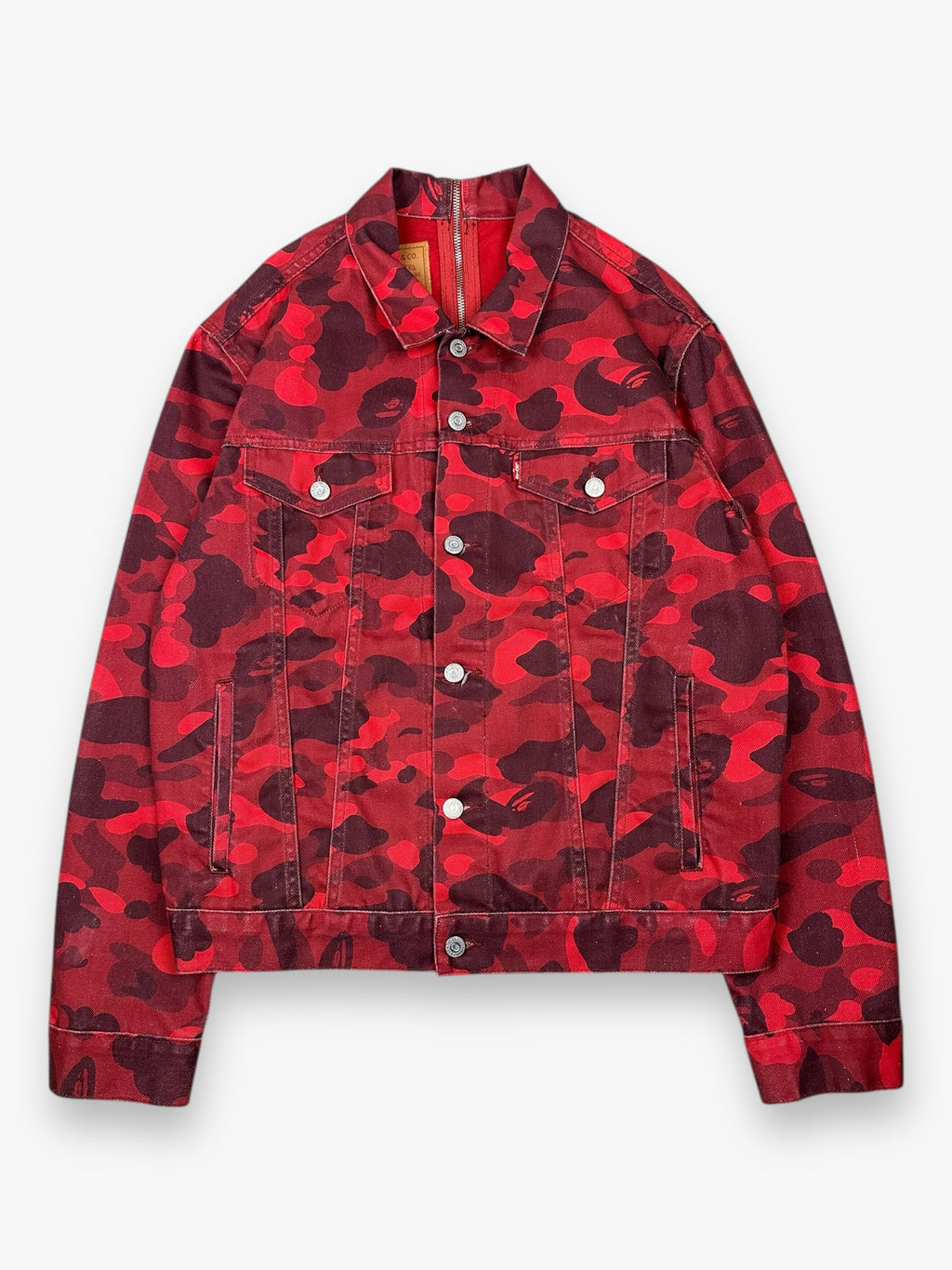 BAPE Levi’s Zip Denim Jacket Red Camo SS21