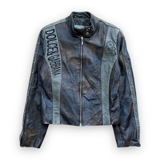 Jacket Dolce & Gabbana Leather Original Lamb Brown Metallic vintage (S)