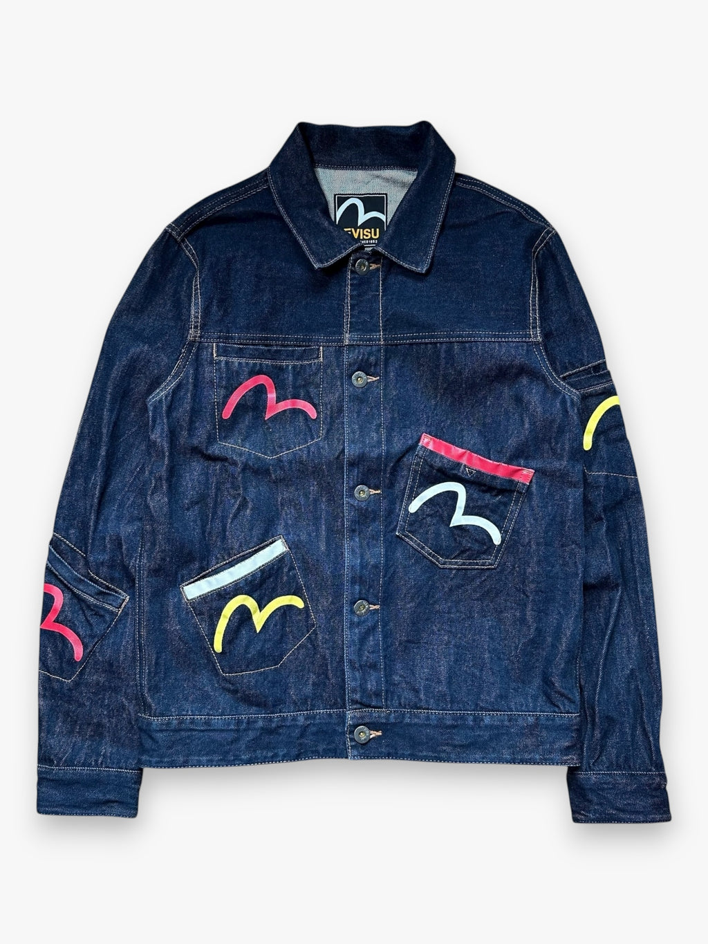 Jacket Evisu Denim Seagull Multipocket Red/Yellow