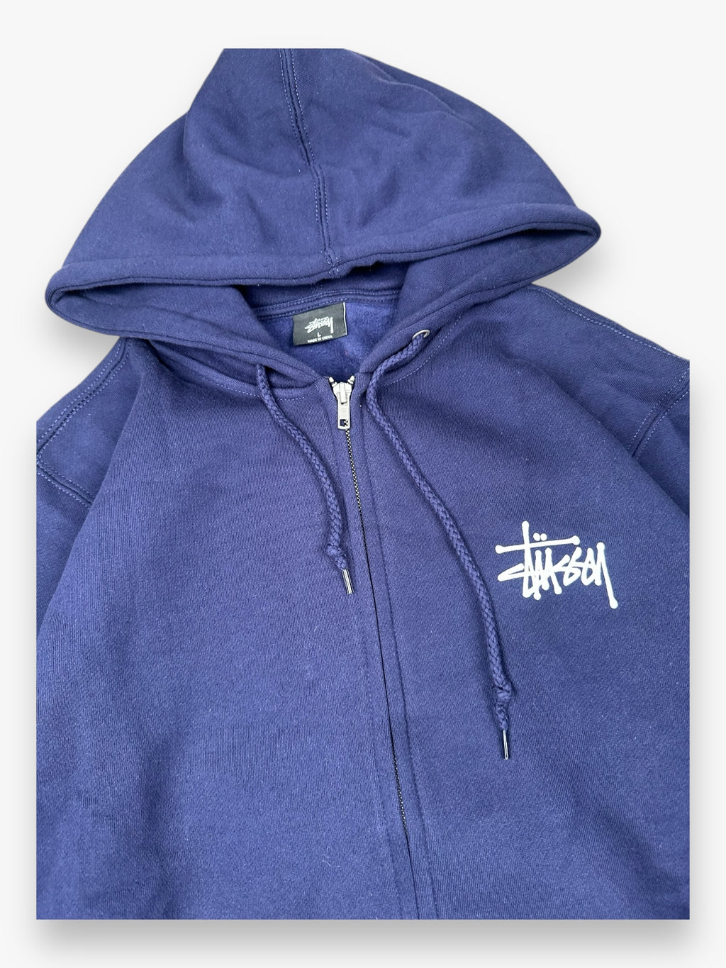 Sweatshirt Hoodie Zip Up Stussy Spell Out Navy