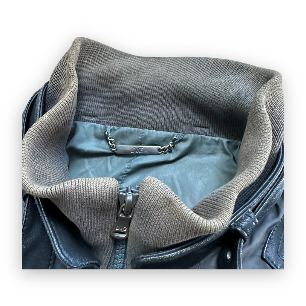 Jacket Dolce & Gabbana Hybrid Nylon Leather Brown vintage