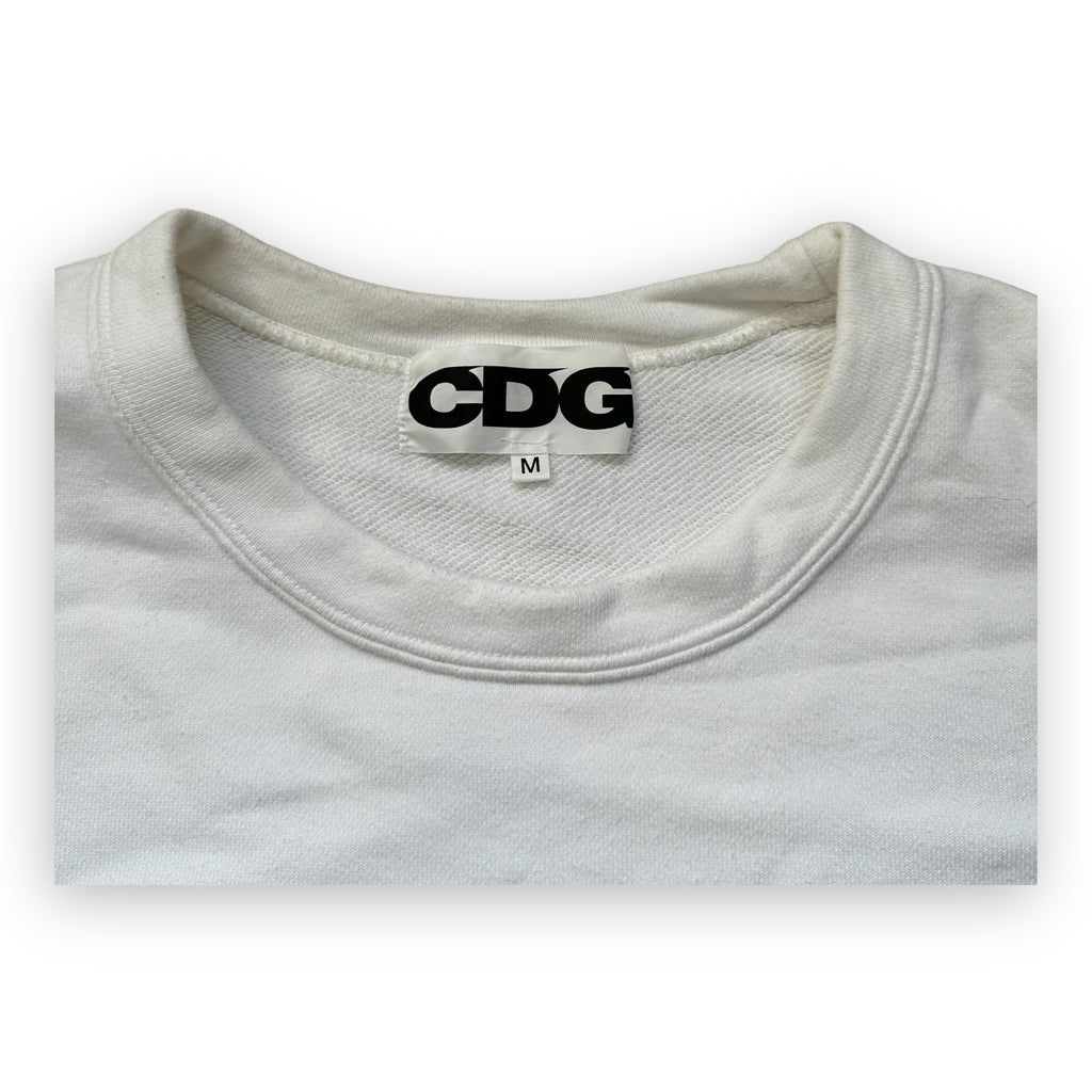 CDG Oversized White Crewneck Sweatshirt