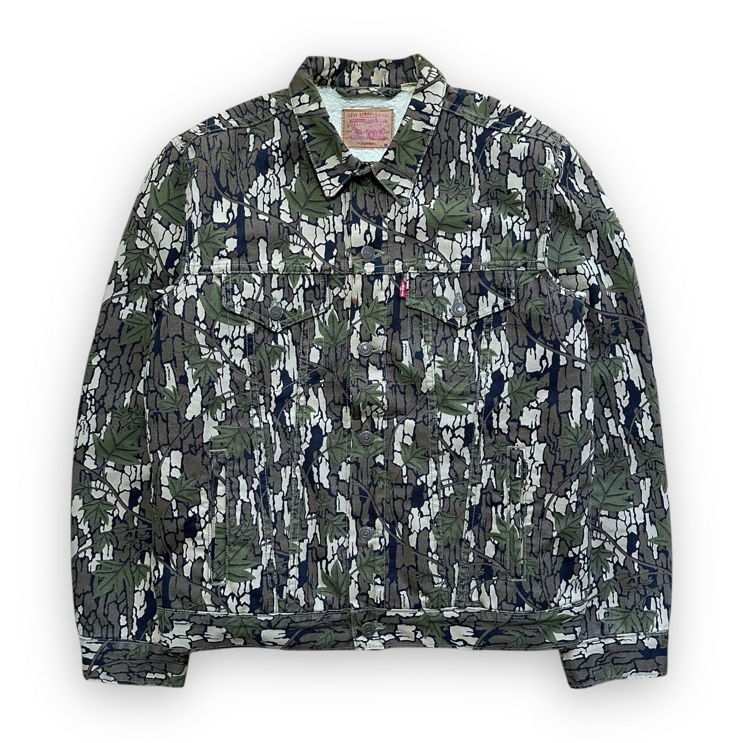 Jacket Supreme Levis Sherling Lined Camo Canvas Trucker FW13 (M)