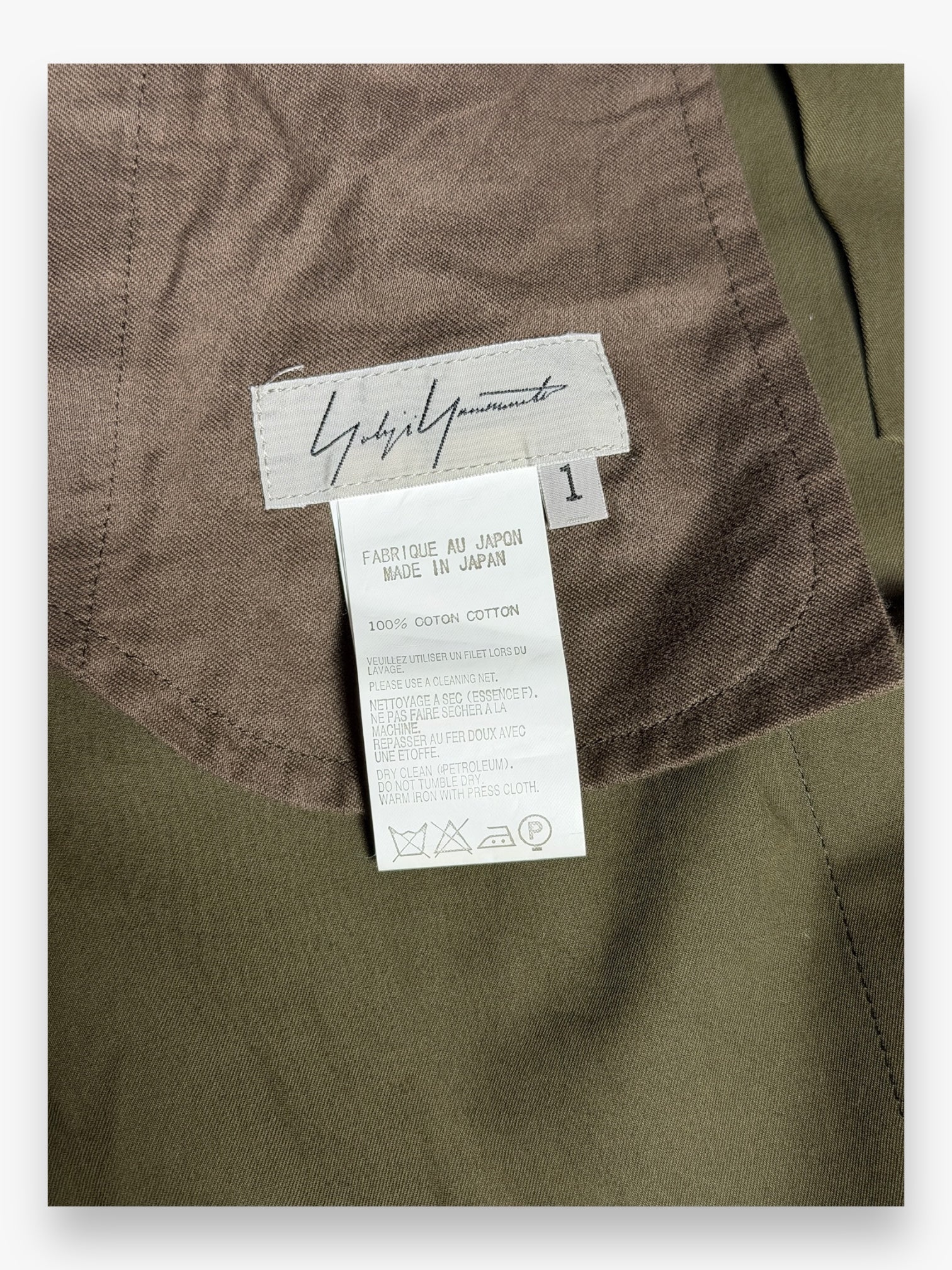 Yohji Yamamoto Wide Pant Olive