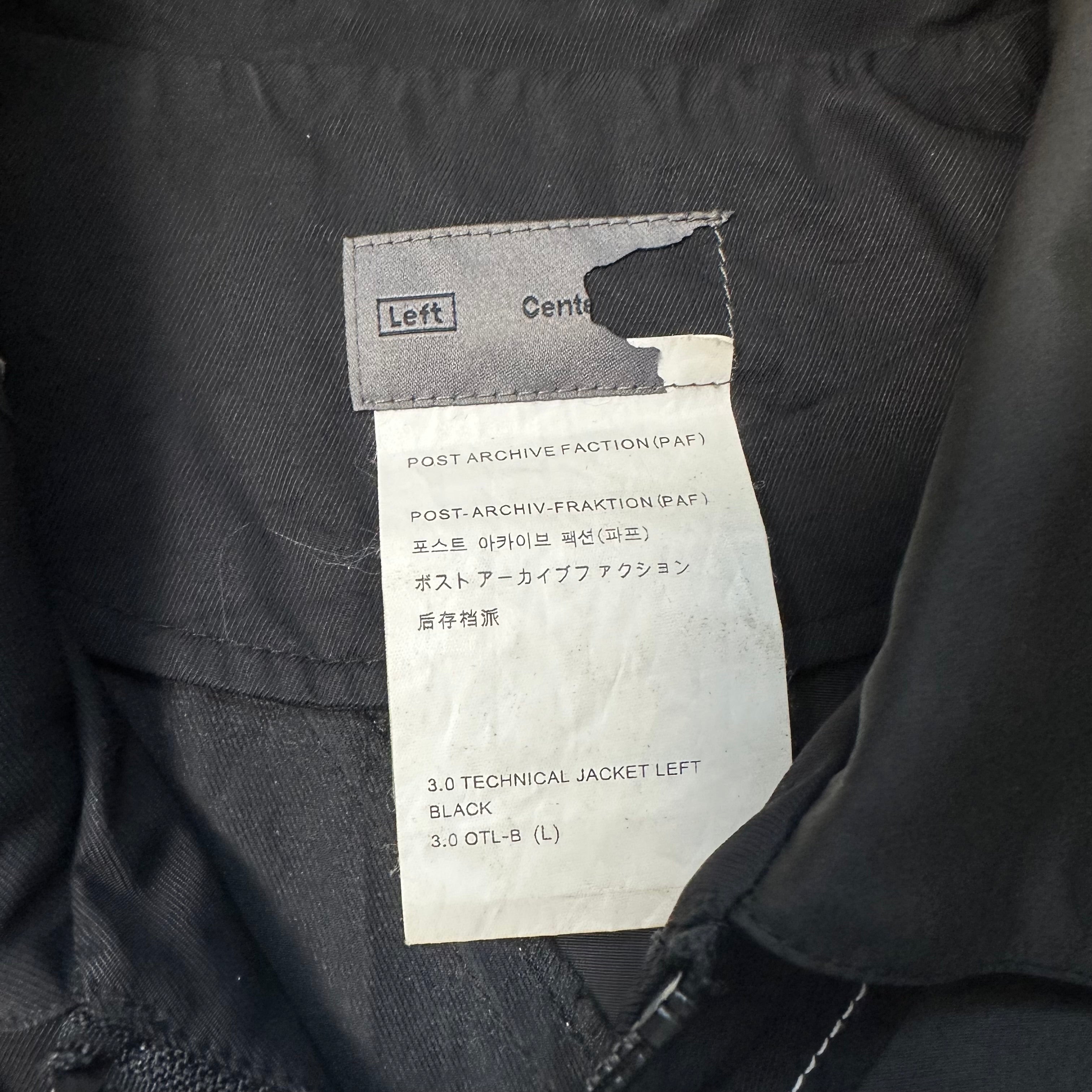 Jacket PAF (Post Archive Faction) 3.0 Technical Left Black