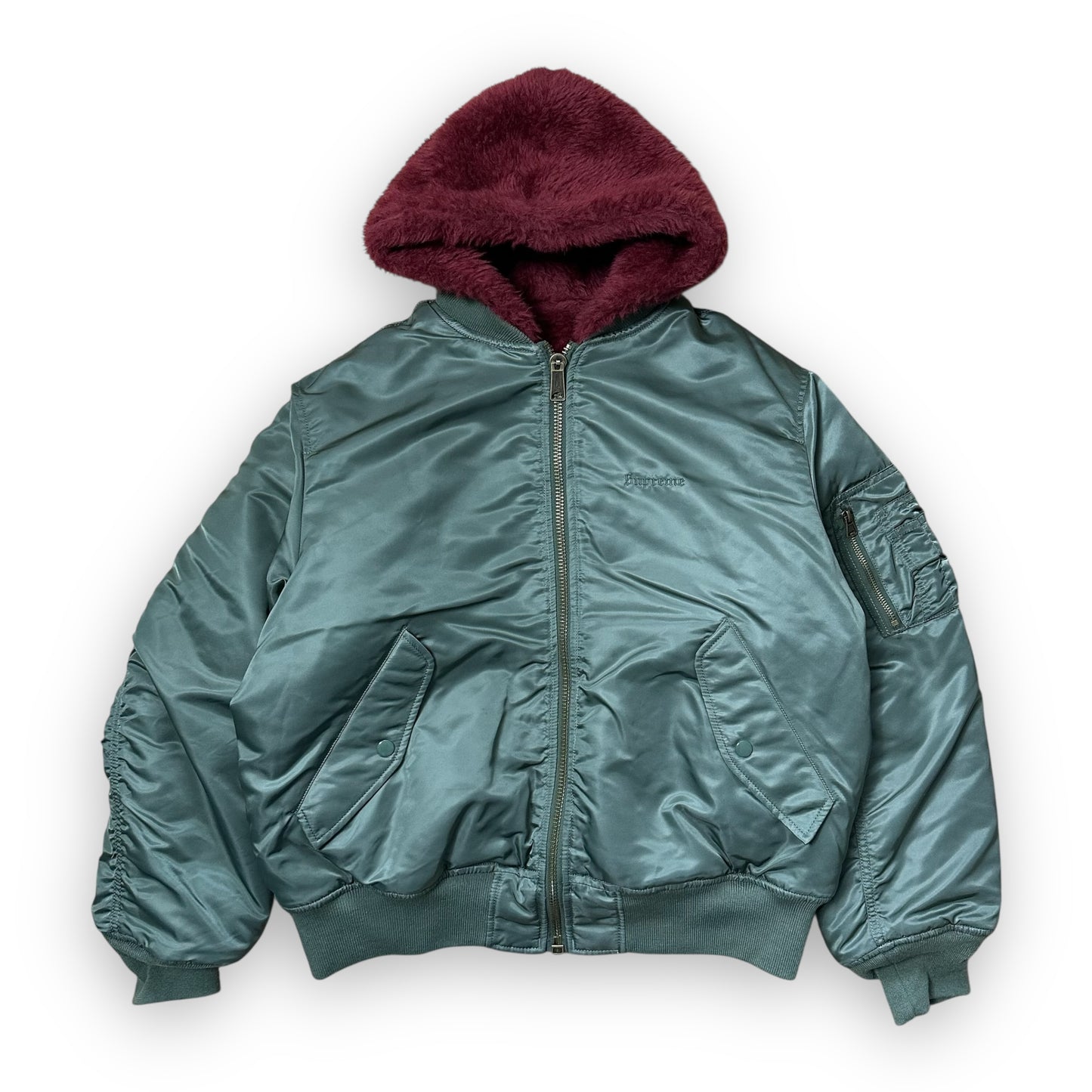Jacket Supreme Reversible Bomber Faux Fur MA-1 Olive FW22 (M)