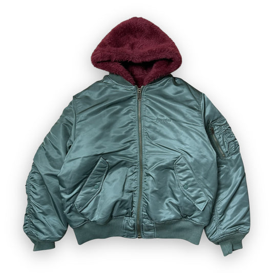Jacket Supreme Reversible Bomber Faux Fur MA-1 Olive FW22 (M)