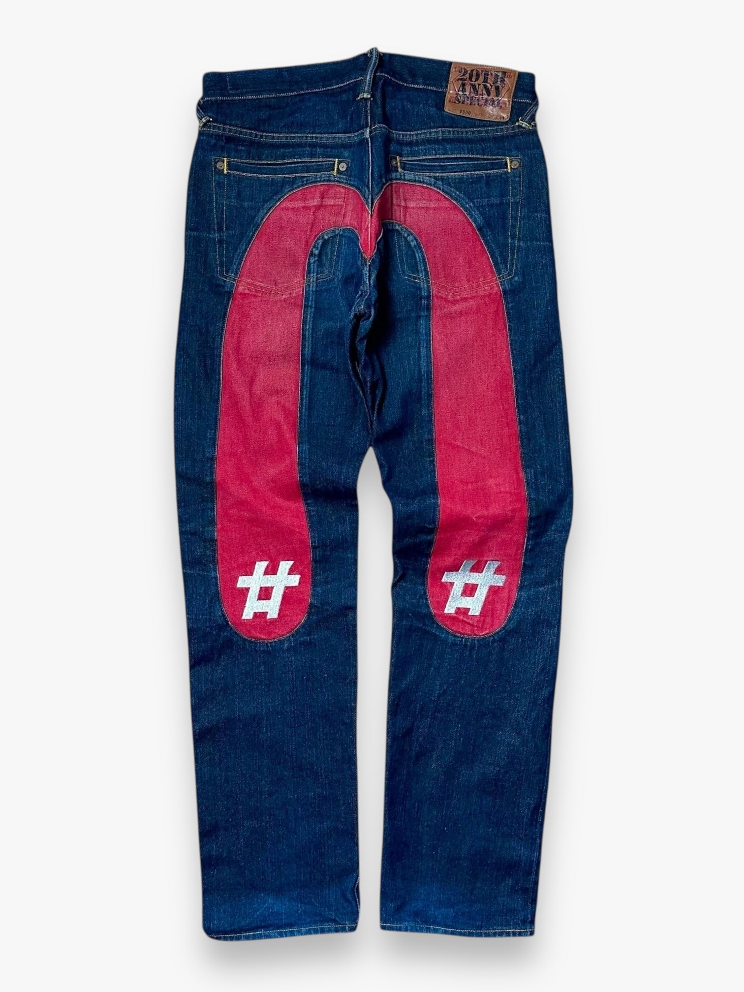Jeans Evisu Daicock 20th anny special embroidery Lot 2000 Red