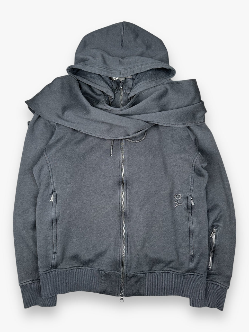 Y-3 Scarf Sweatshirt Hoodie Zip Up Navy