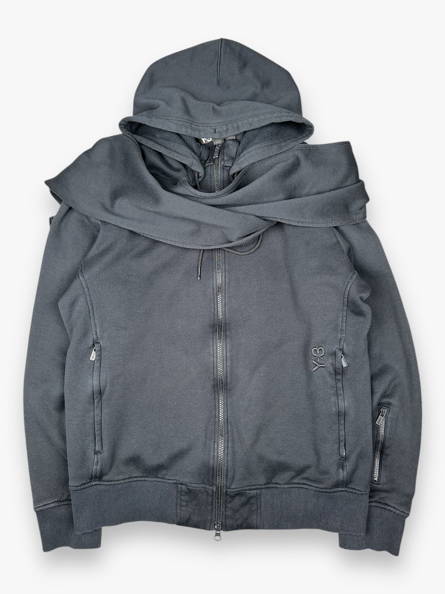 Y-3 Scarf Sweatshirt Hoodie Zip Up Navy