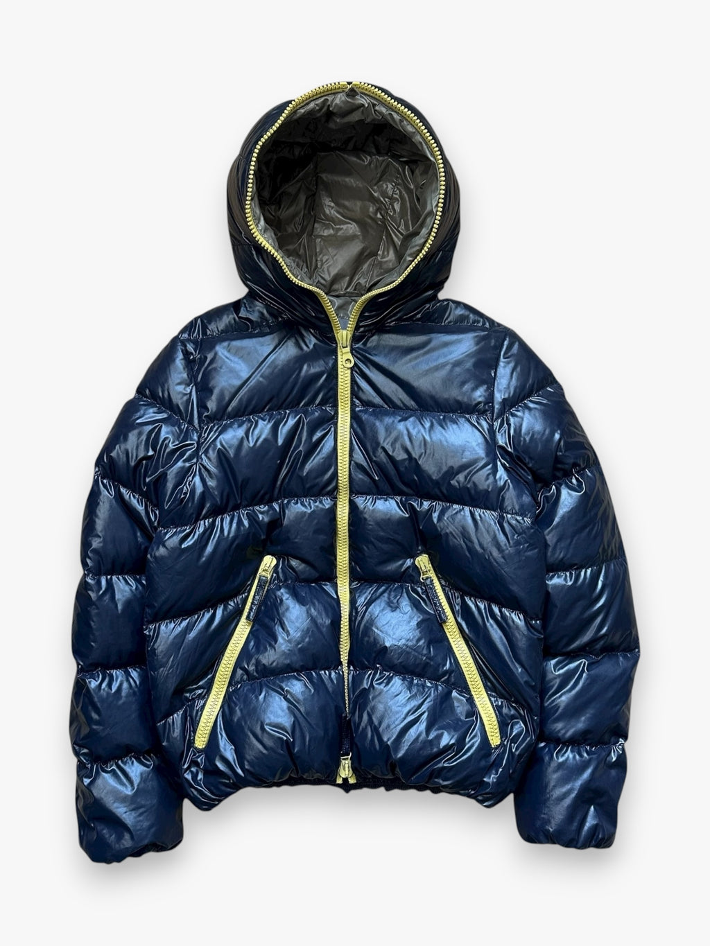 Puffer Jacket Duvetica Full Zip Navy Yellow