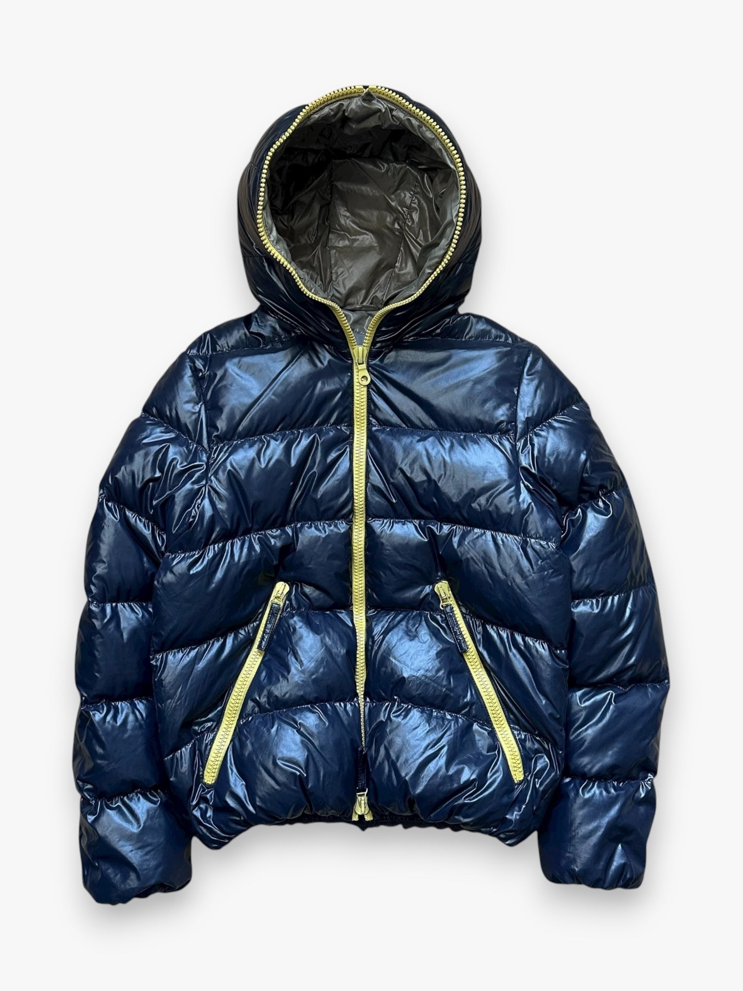 Puffer Jacket Duvetica Full Zip Navy Yellow