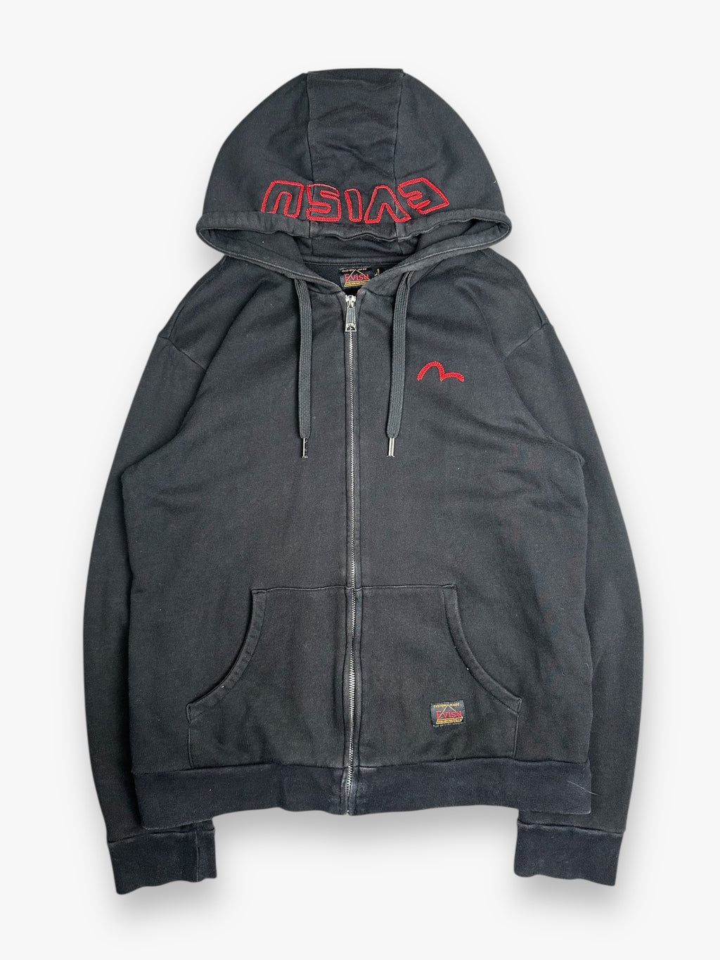 Evisu Zip Up Hoodie Black Red