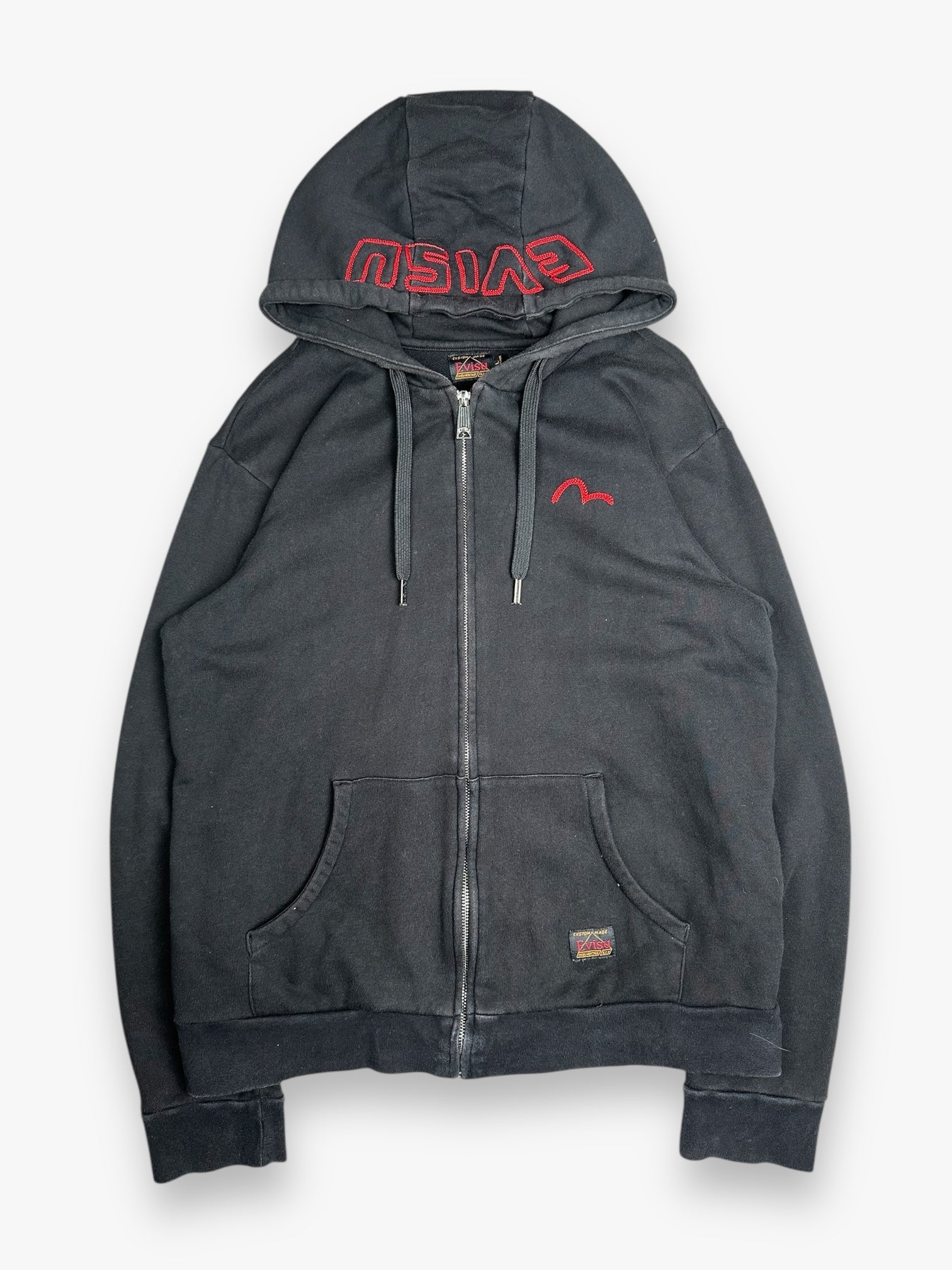 Evisu Zip Up Hoodie Black Red