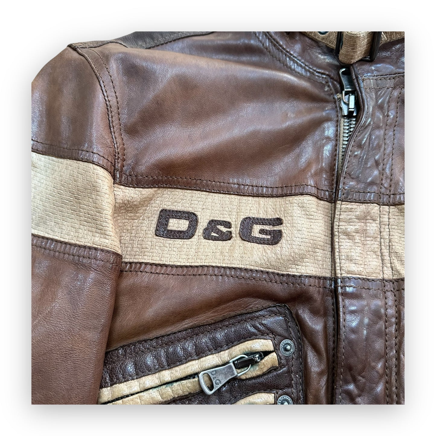 Jacket Dolce & Gabbana Leather Brown vintage (S)