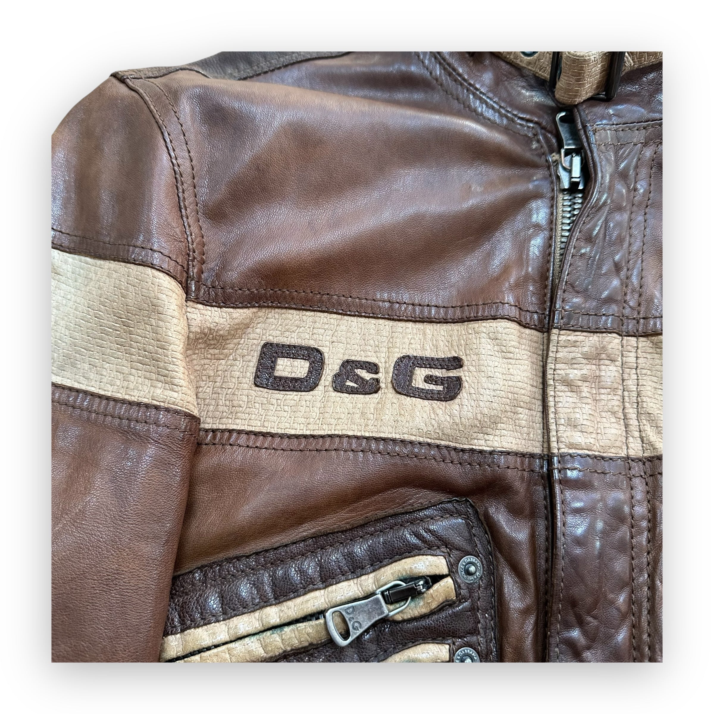 Jacket Dolce & Gabbana Leather Brown vintage