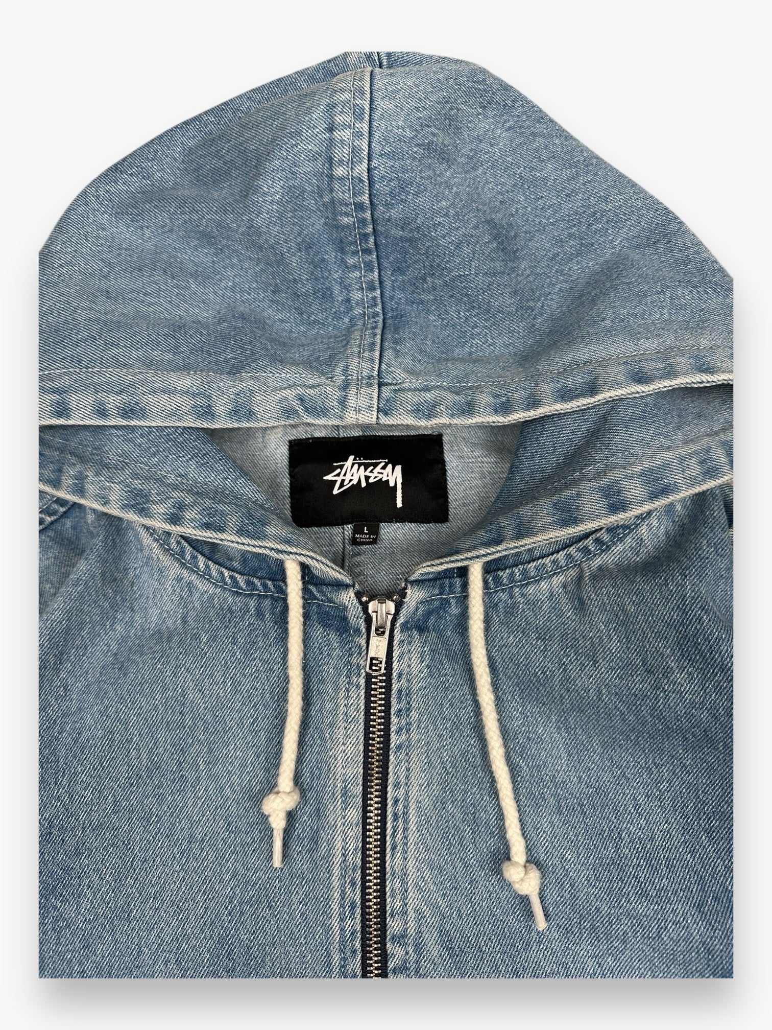 Stussy Hooded Denim Jacket Light Blue