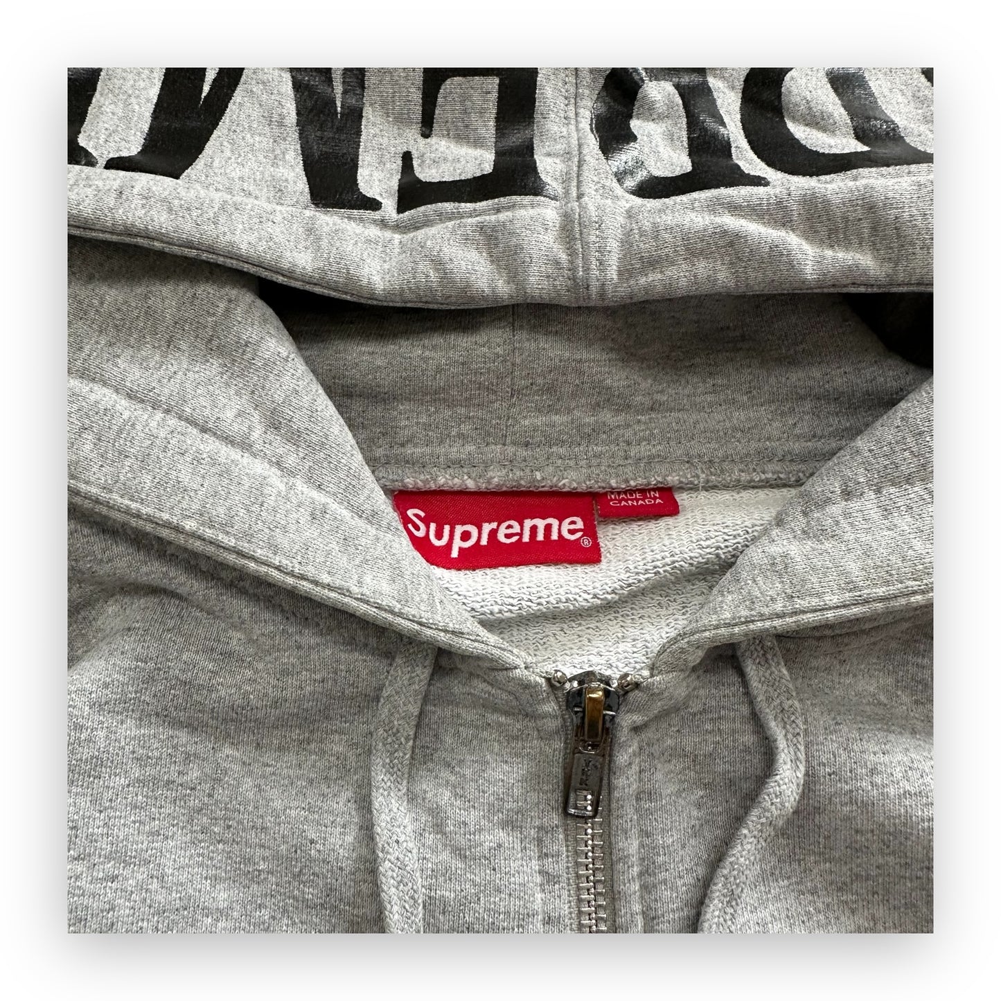 Sweatshirt Hoodie Zip Supreme Foil Logo Grey SS15 (L)